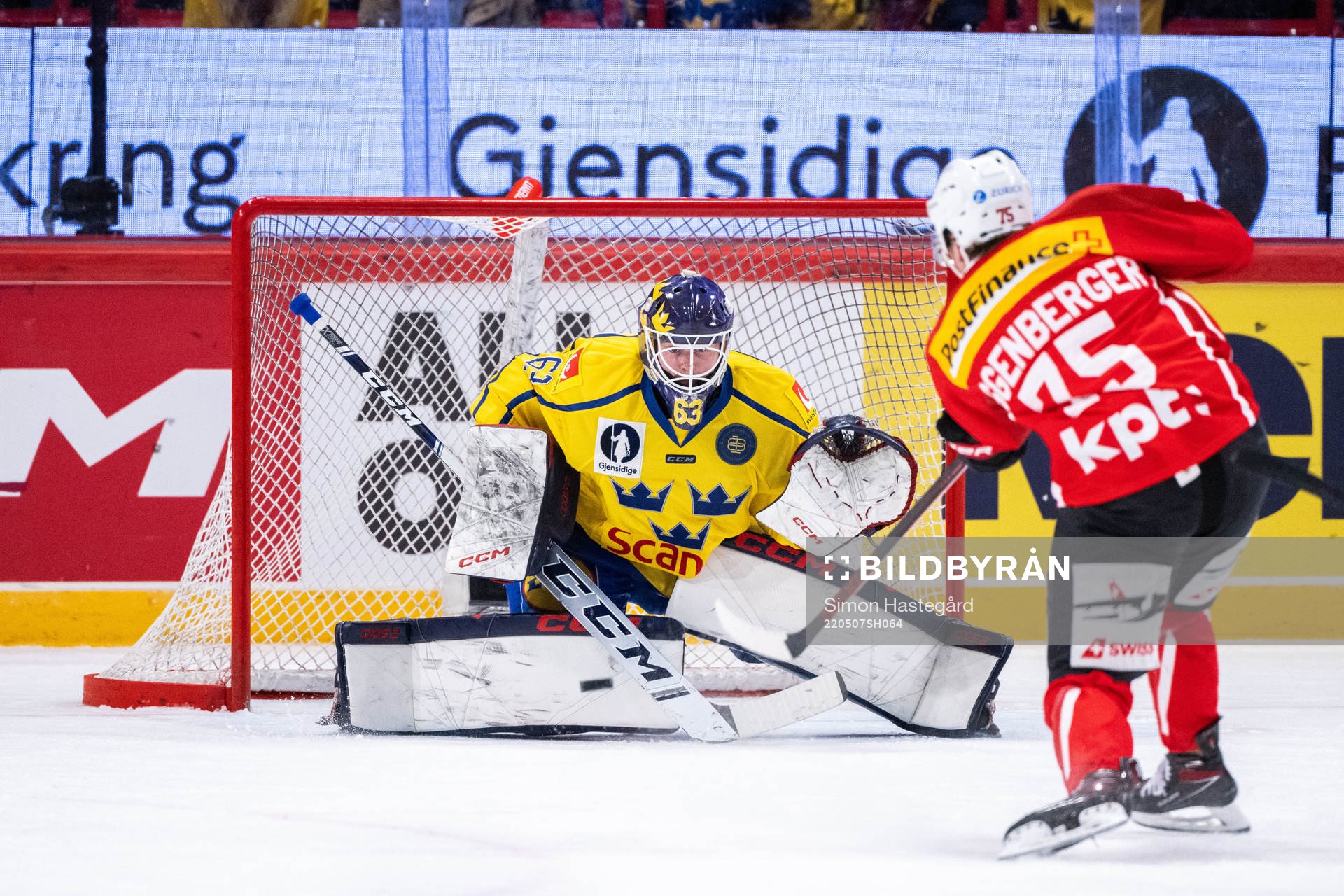 Goalkeeper Marcus Högberg of Sweden and Nando Eggenberger