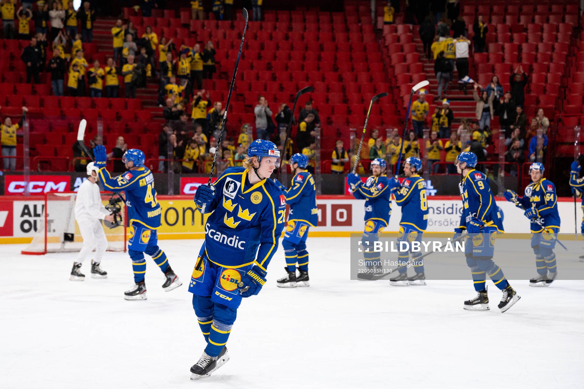 Rasmus Dahlin of Sweden celebrates