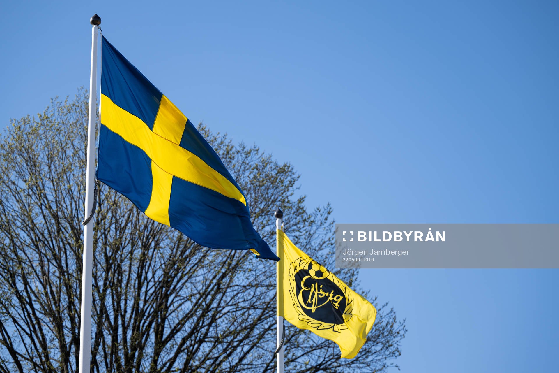 Svenska flaggan och Elfsborgs flagga