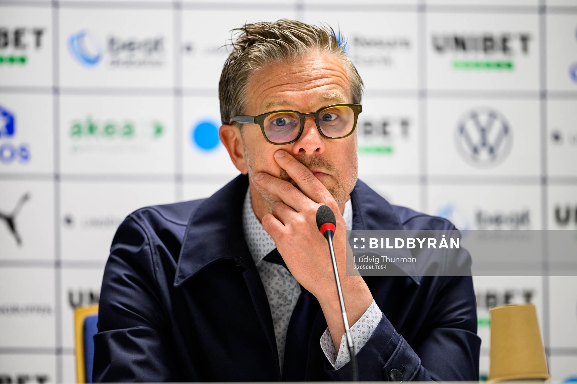 IFK Norrköpings tränare Rikard Norling under presskonferensen efter fotbollsmatchen i Allsvenskan mellan Helsingborg och IFK Norrköping den 9 maj 2022 i Helsingborg.