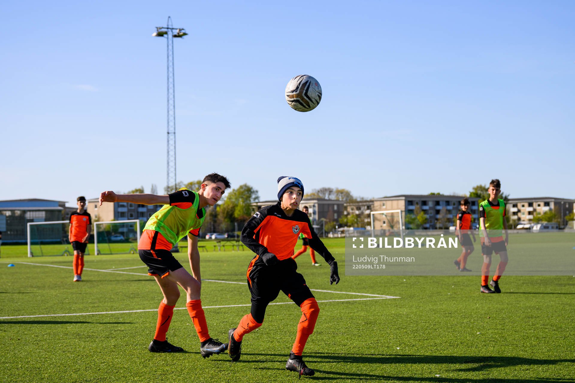 Spel på träning under en fotografering med Helsingborg City FC den 9 maj 2022 i Helsingborg. 