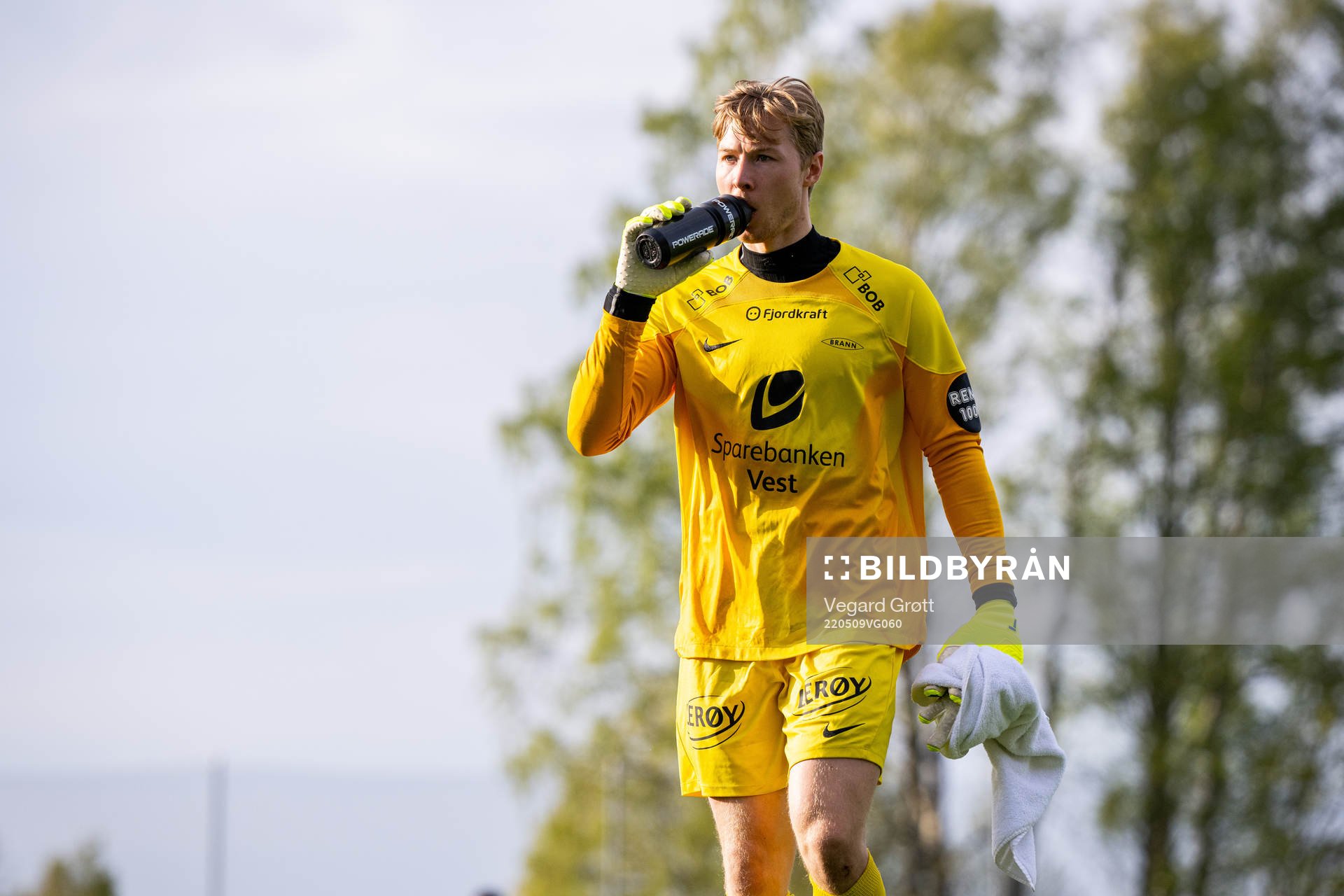 Goalkeeper Mathias Dyngeland of Brann at half-time