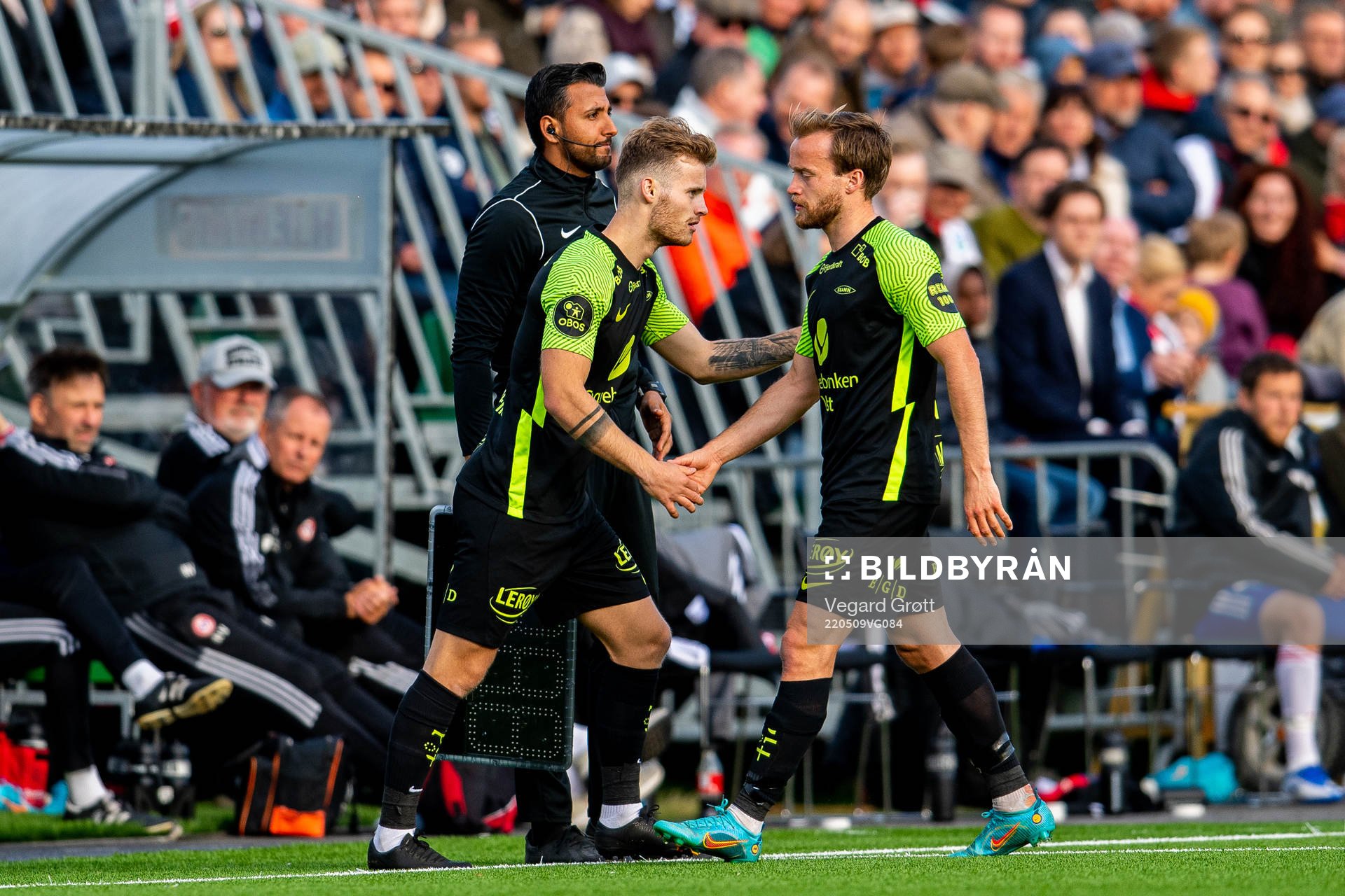 Ole Didrik Blomberg of Brann is being substituted with