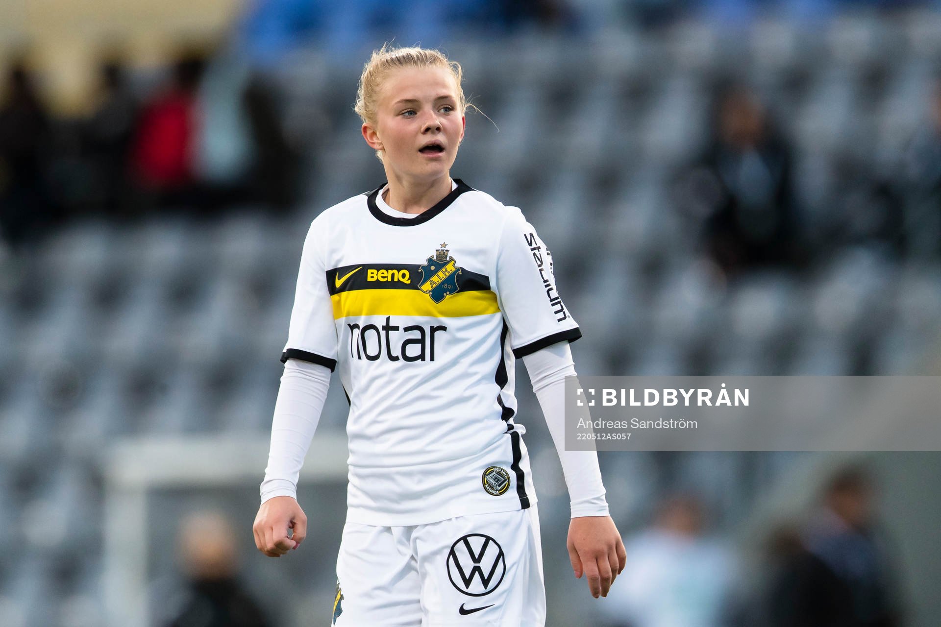 AIK:s Matilda Nildén under fotbollsmatchen i Damallsvenskan mellan Eskilstuna United och AIK den 12 maj 2022 i Eskilstuna. 