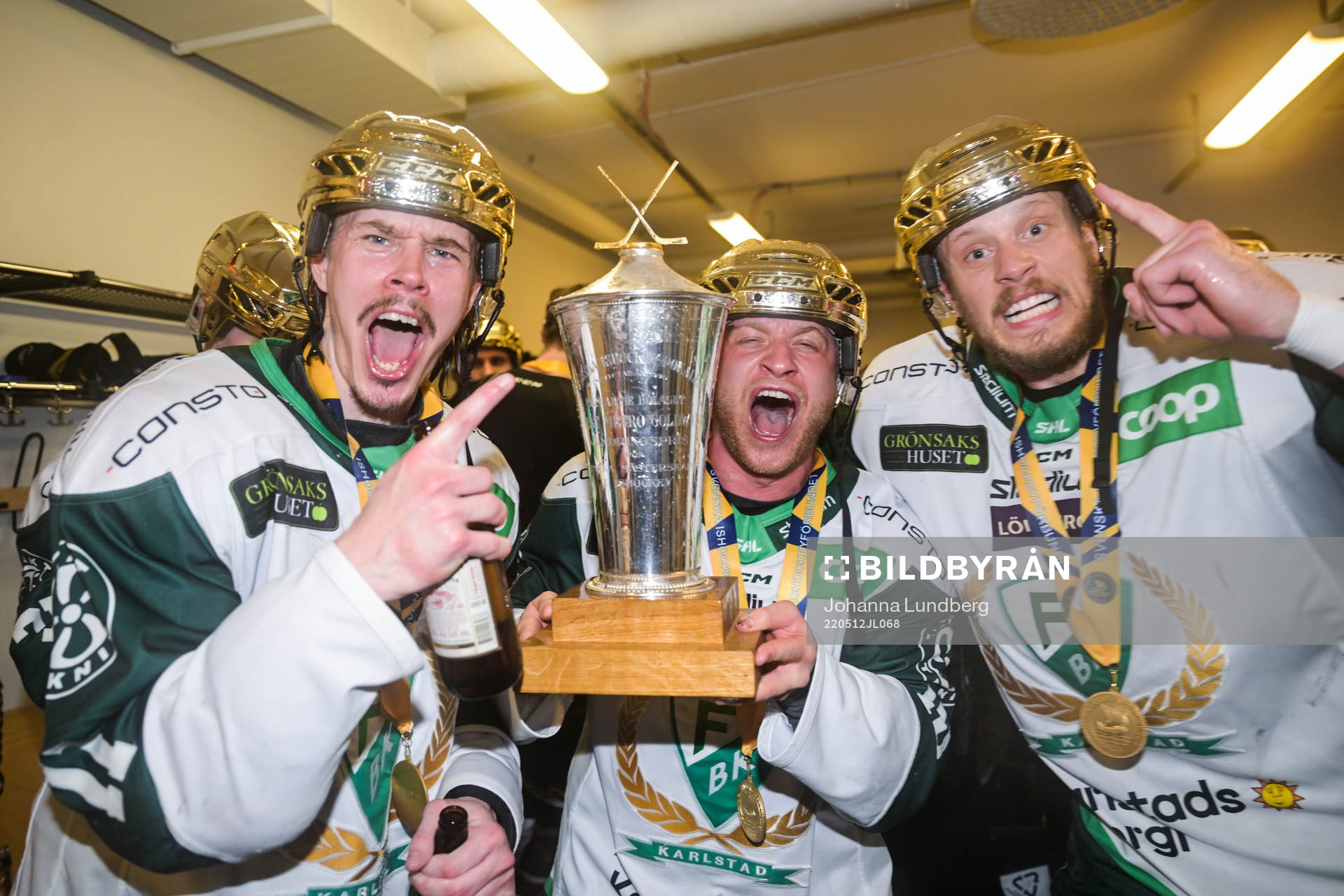 Färjestads Joakim Nygård, Marcus Nilsson och Jacob de la