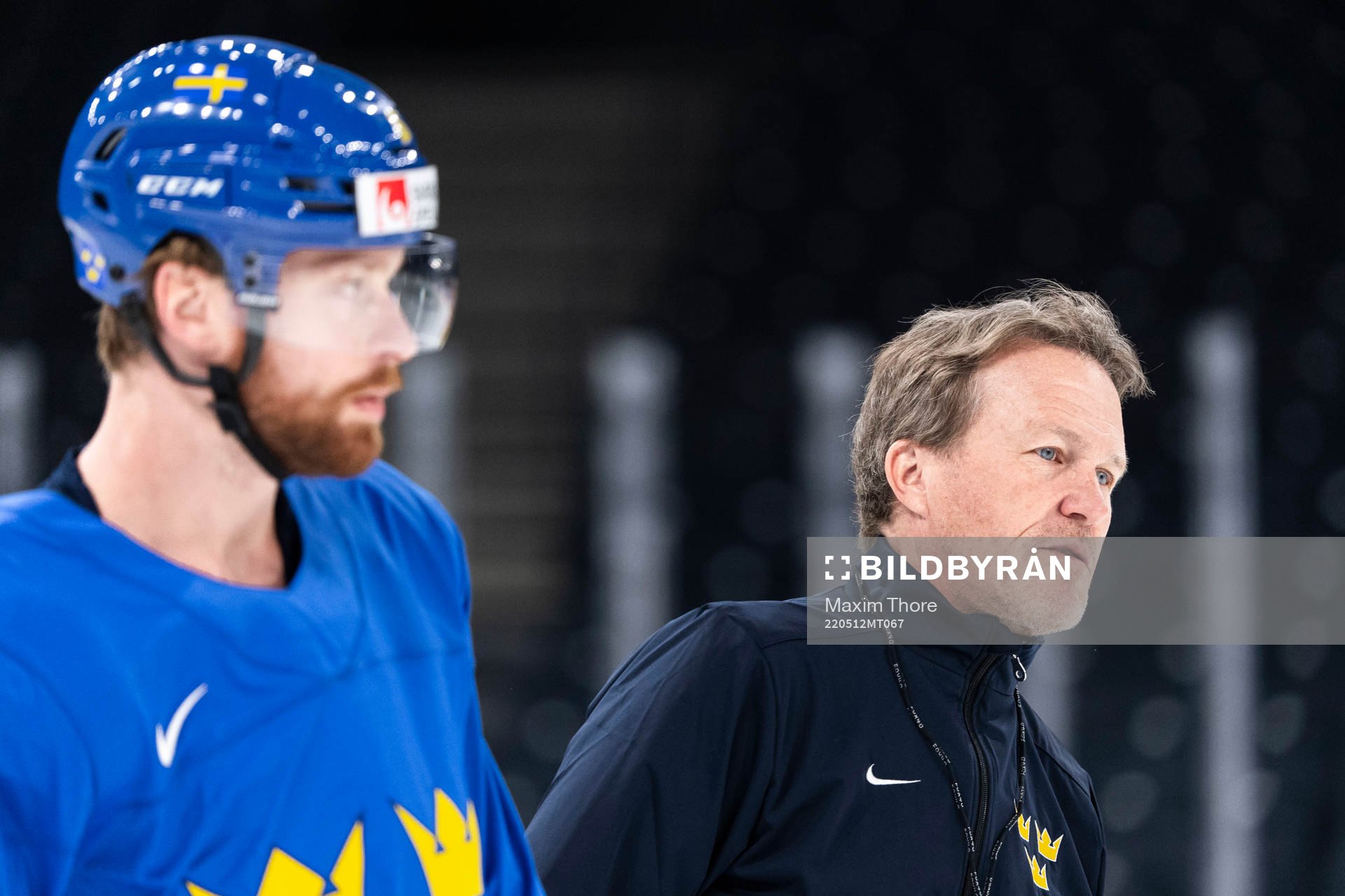 Adam Larsson and head coach Johan Garpenlöv