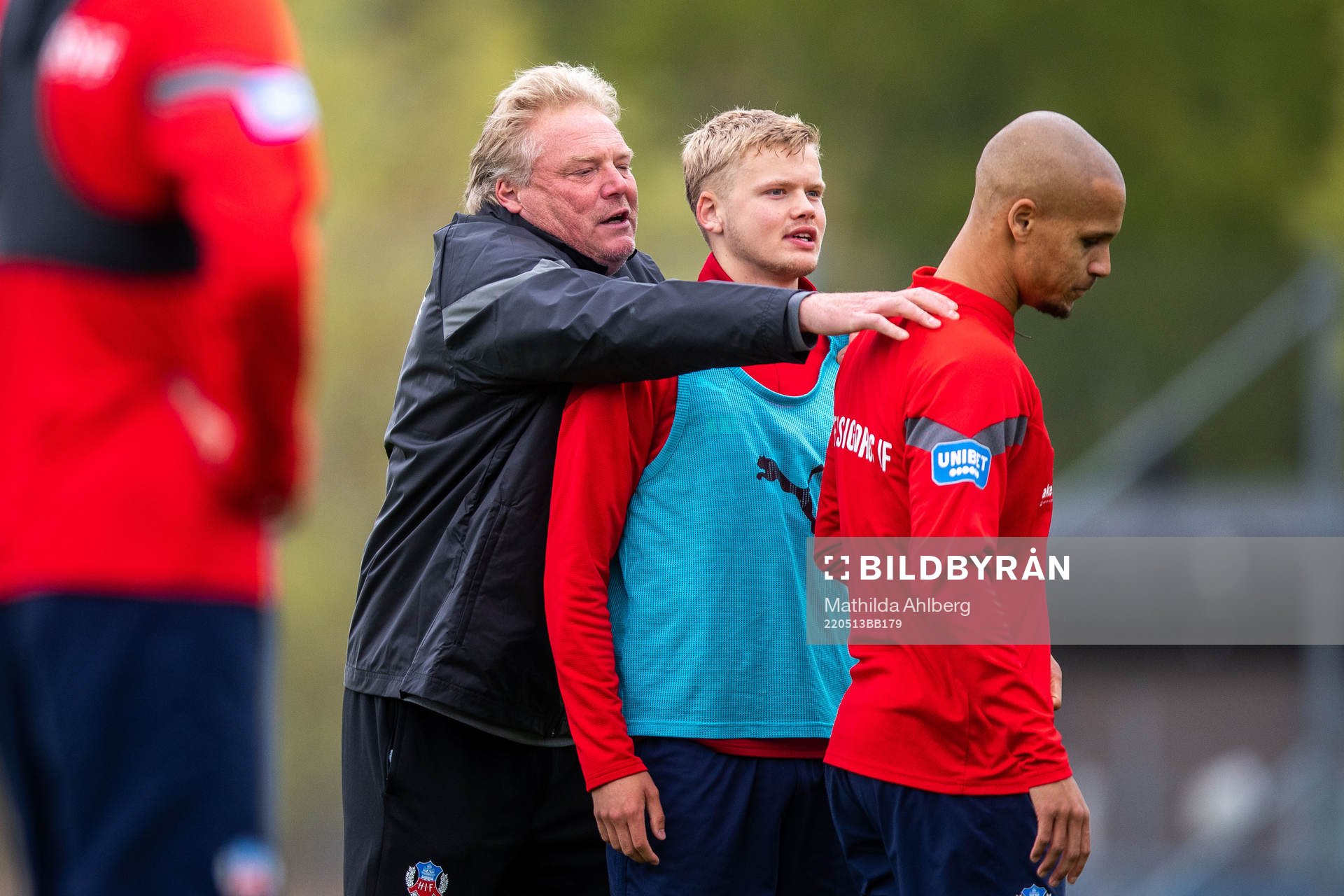 Tränare Jörgen Lennartsson,  Leo Frigell Jansson och