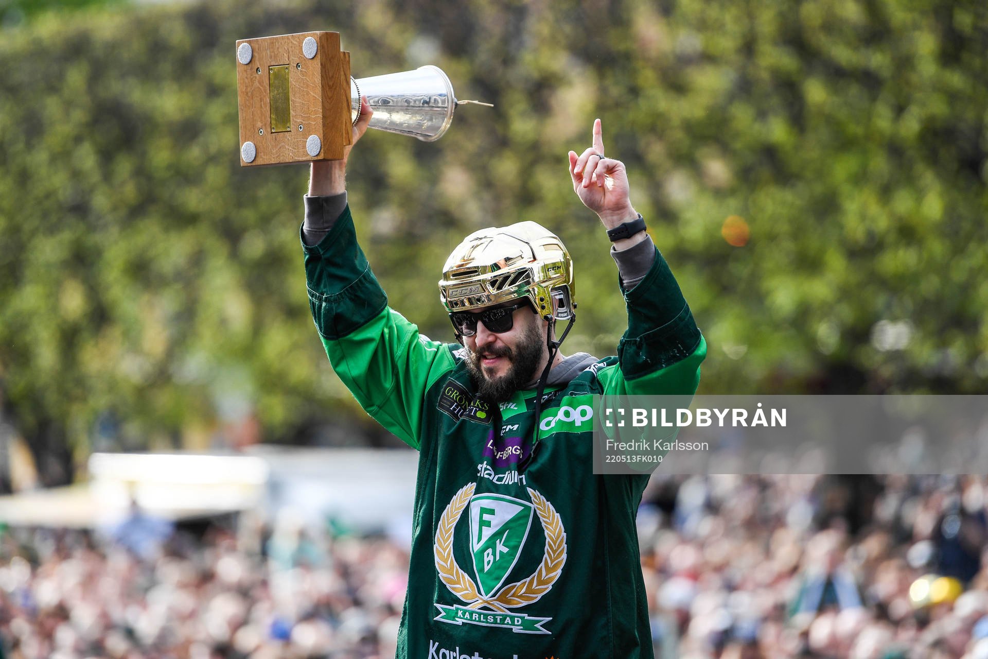 Färjestads Jesse Virtanen jublar