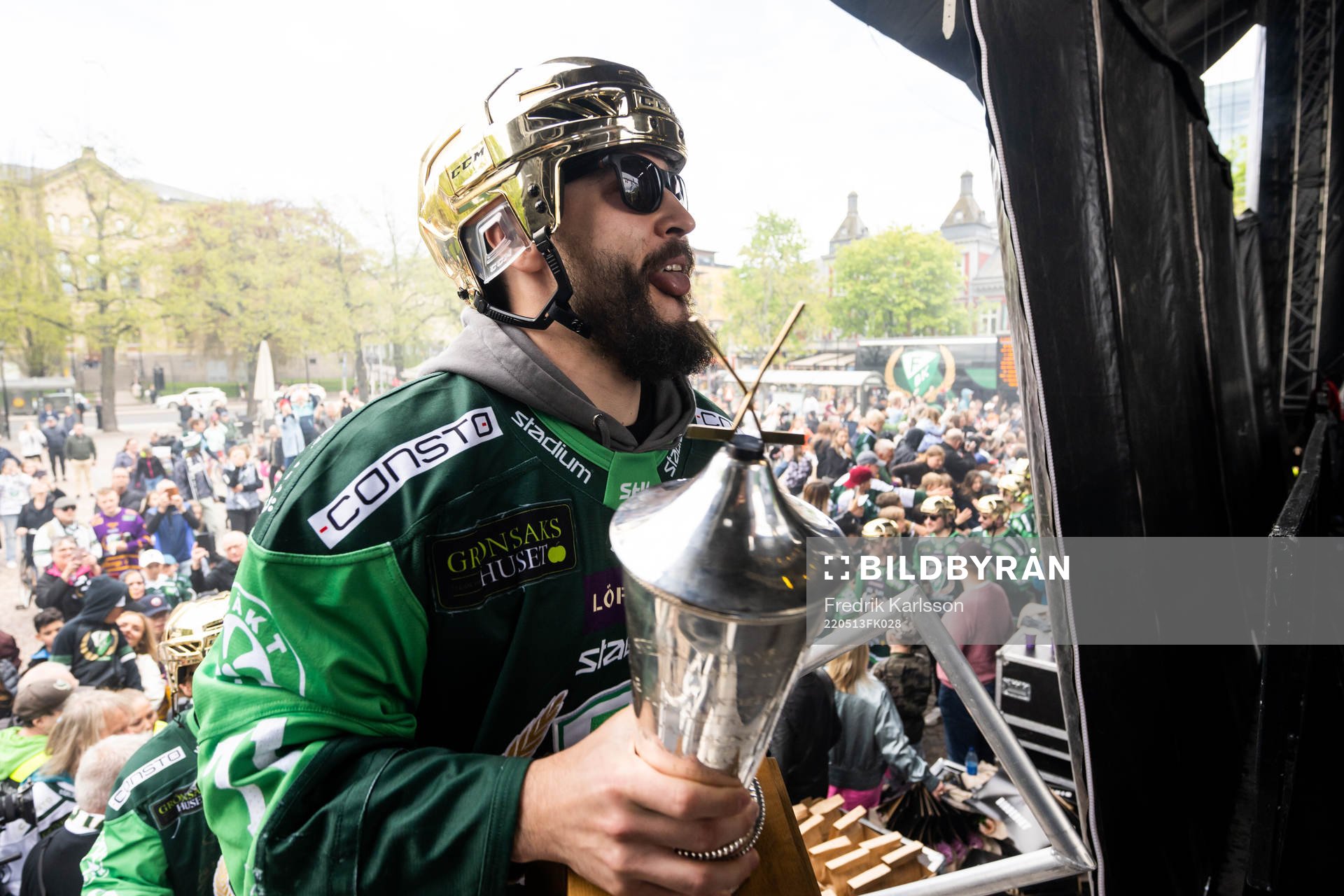 Färjestads Jesse Virtanen jublar