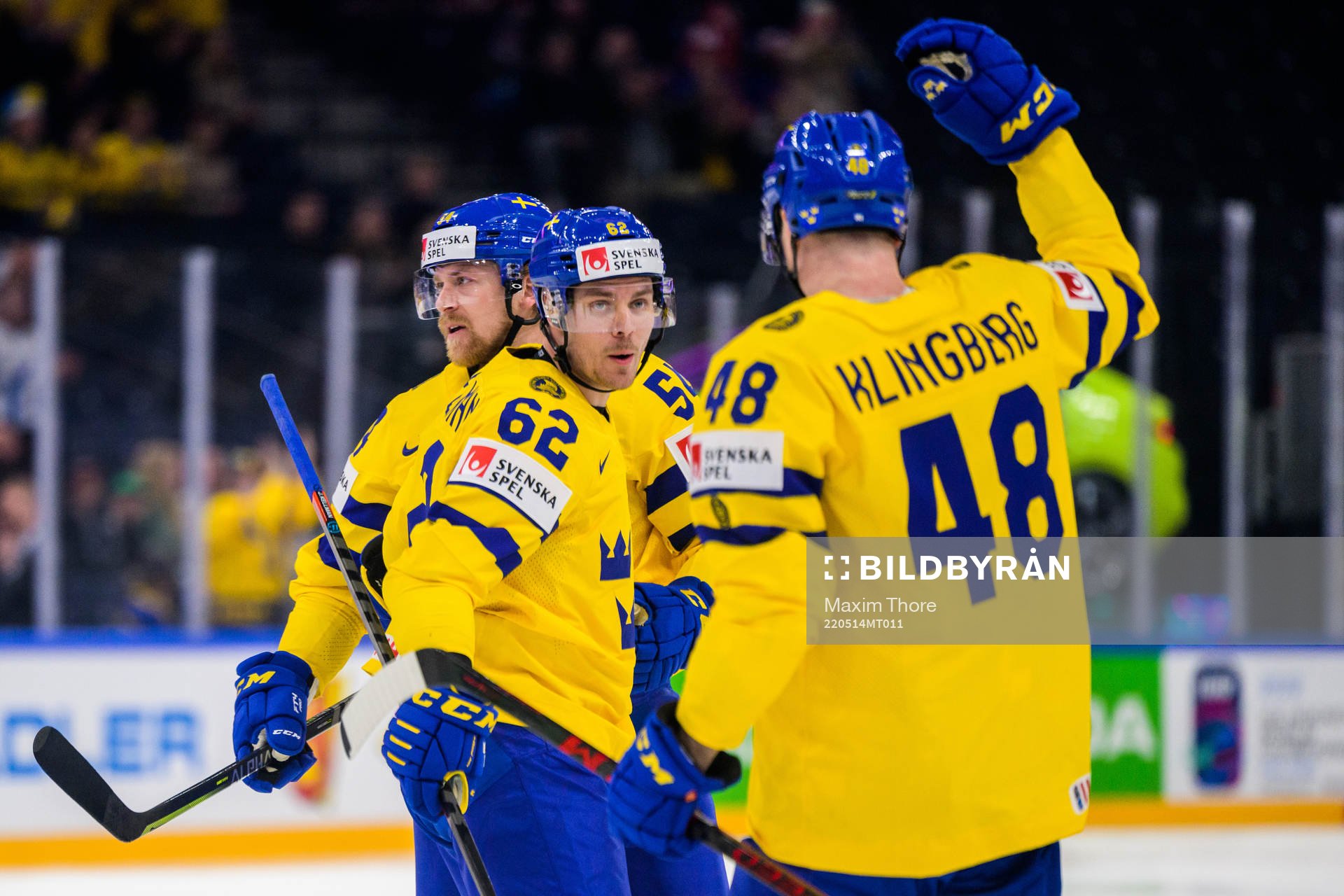 Joel Kellman of Sweden celebrate with teammates
