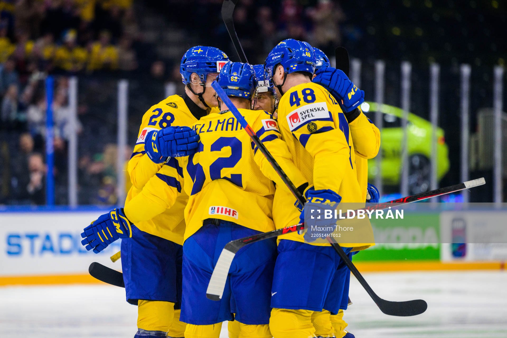 Joel Kellman of Sweden celebrate with teammates