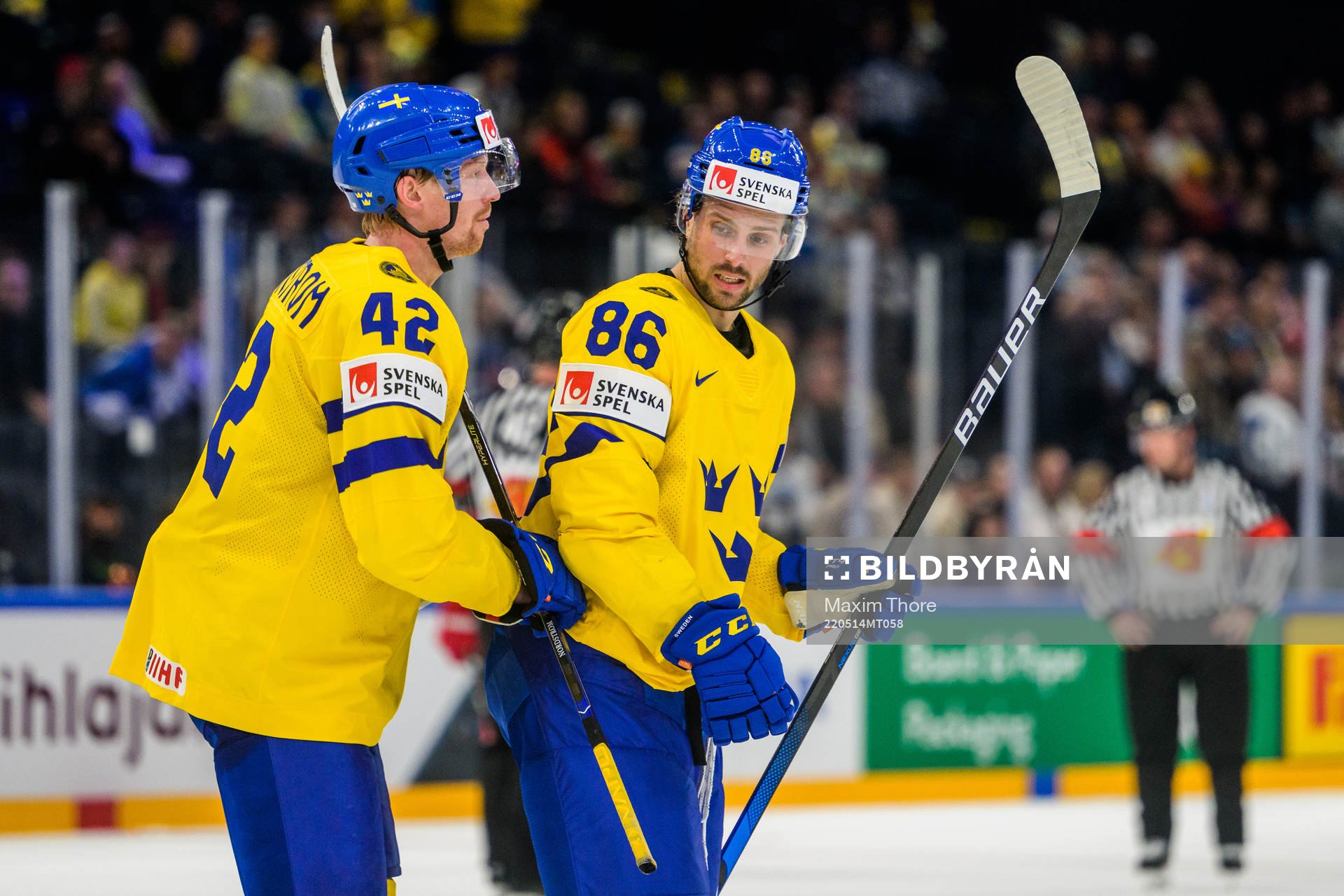 Joakim Nordström and Mathias Bromé of Sweden celebrate