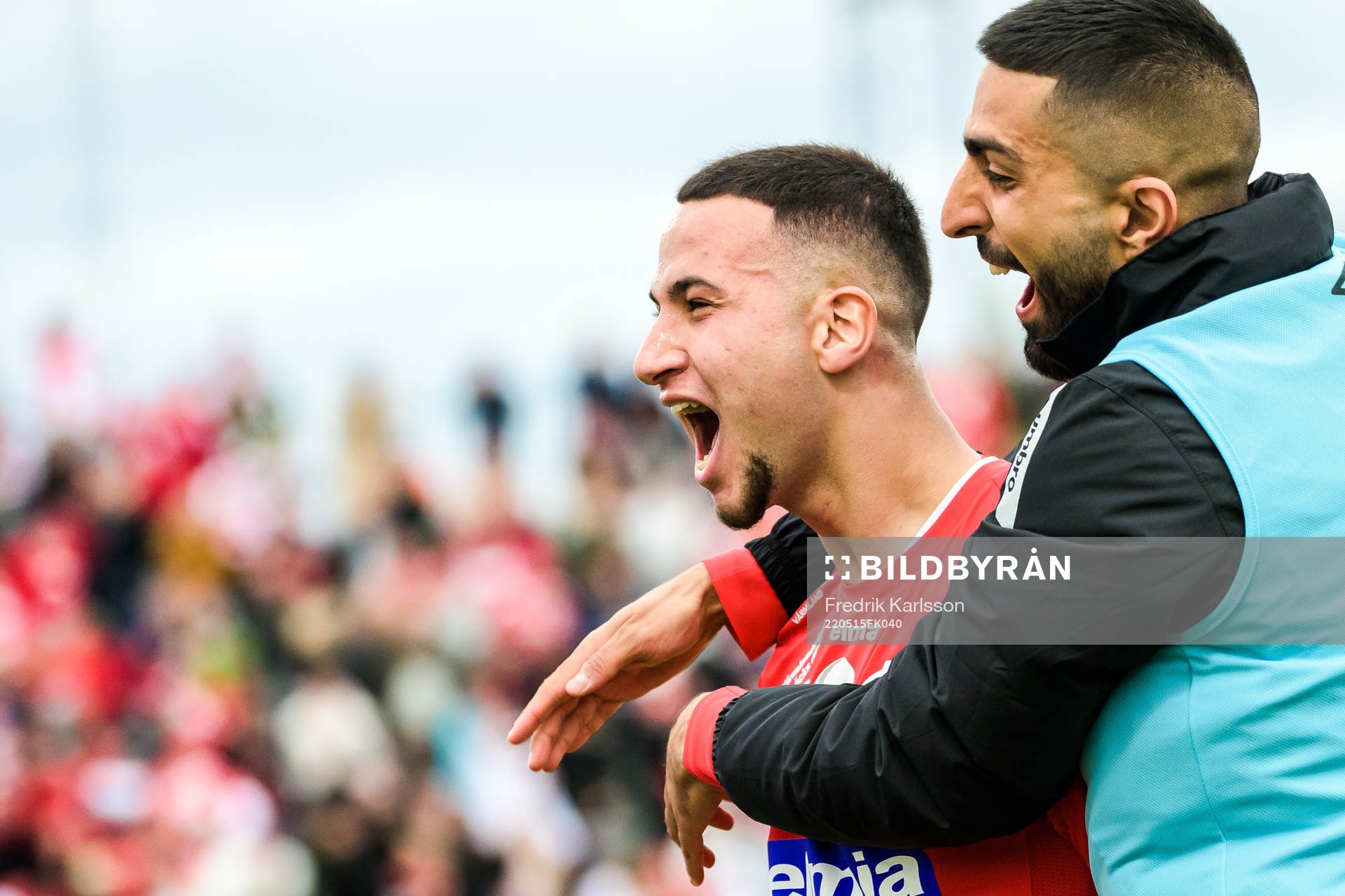 Degerfors Abdelrahman Saidi och Sean Sabetkar jublar