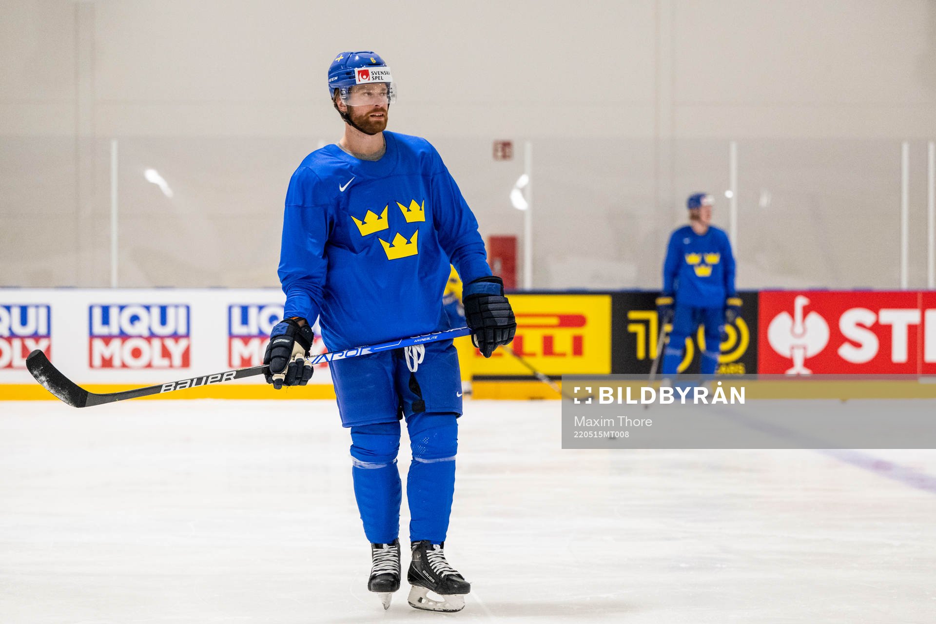 Adam Larsson of Sweden at a practice session