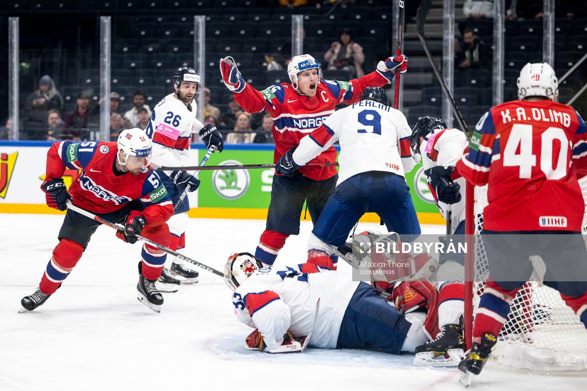 Mathis Olimb of Norway celebrates the 2-0 goal