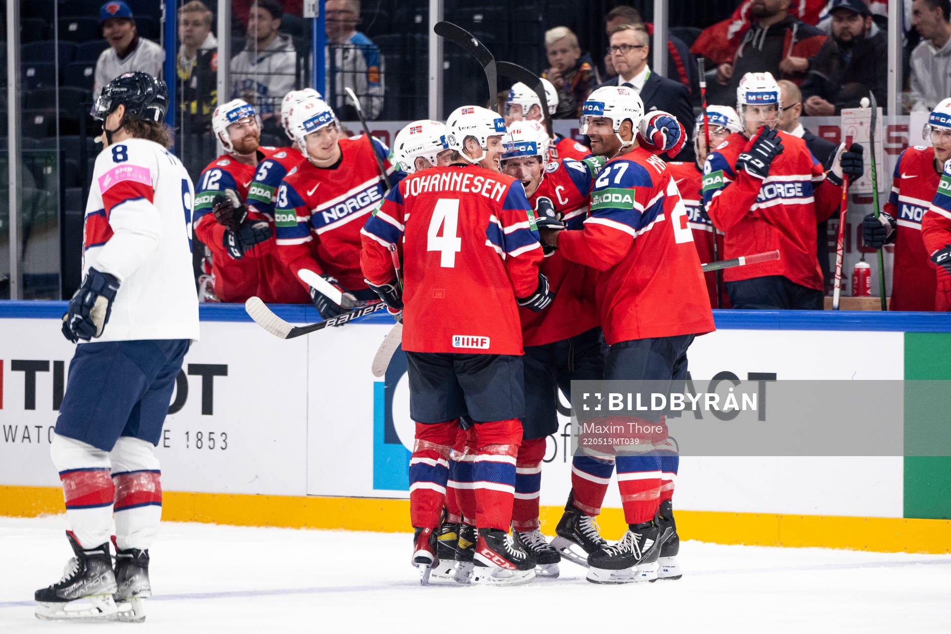 Mathis Olimb of Norway celebrate with teammates