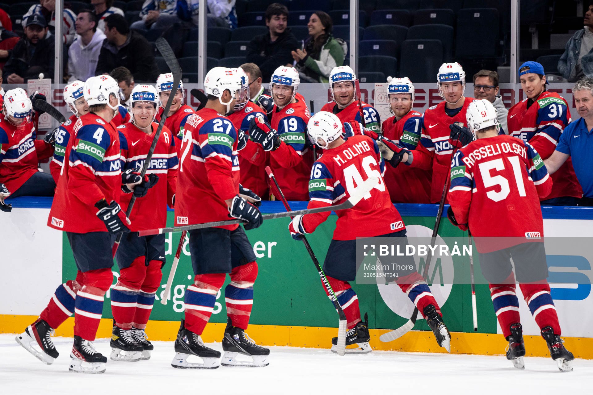 Mathis Olimb of Norway celebrate with teammates