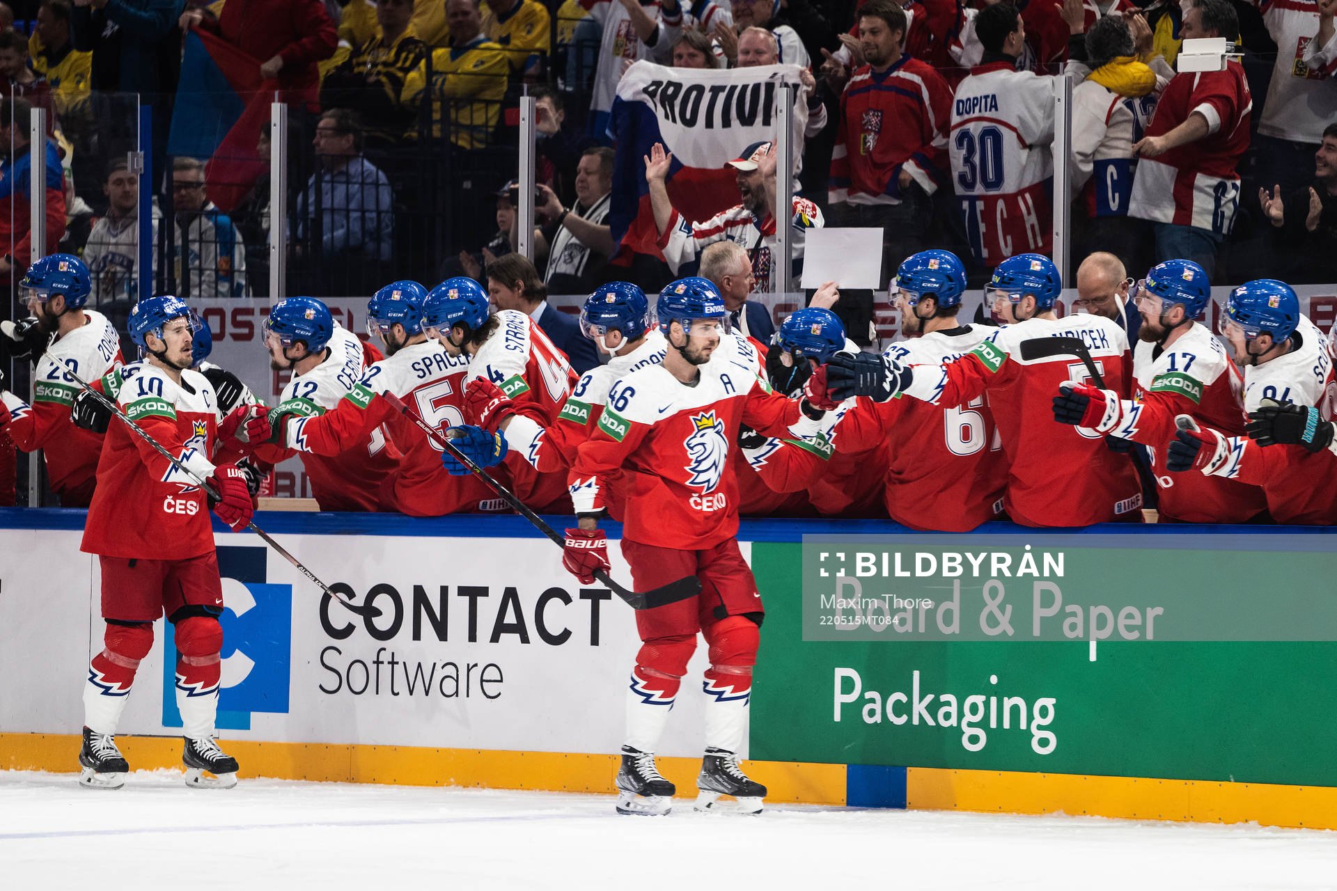 David Krejci of Czech Republic celebrates