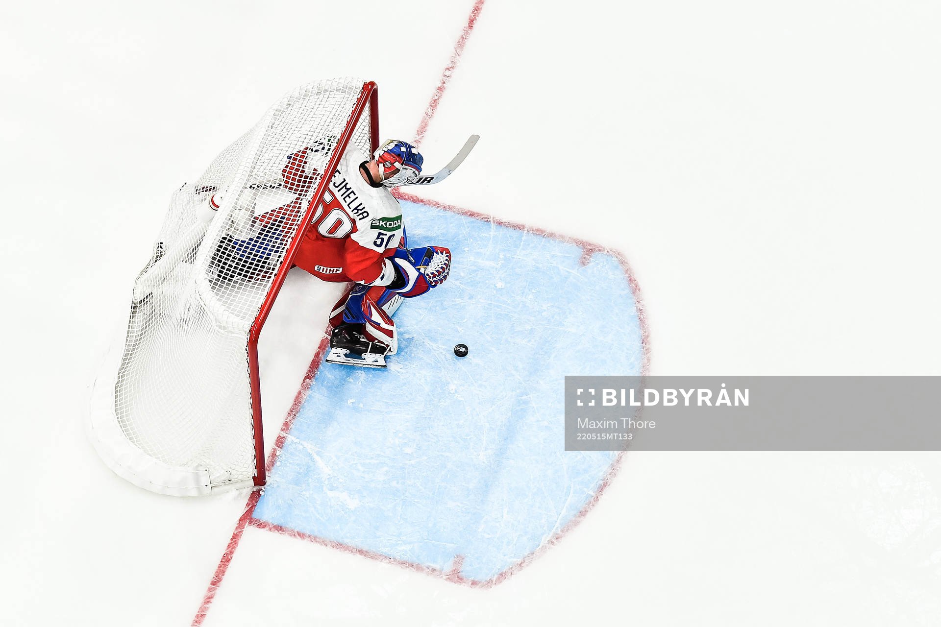 goaltender Karel Vejmelka of Czech Republic looks dejected