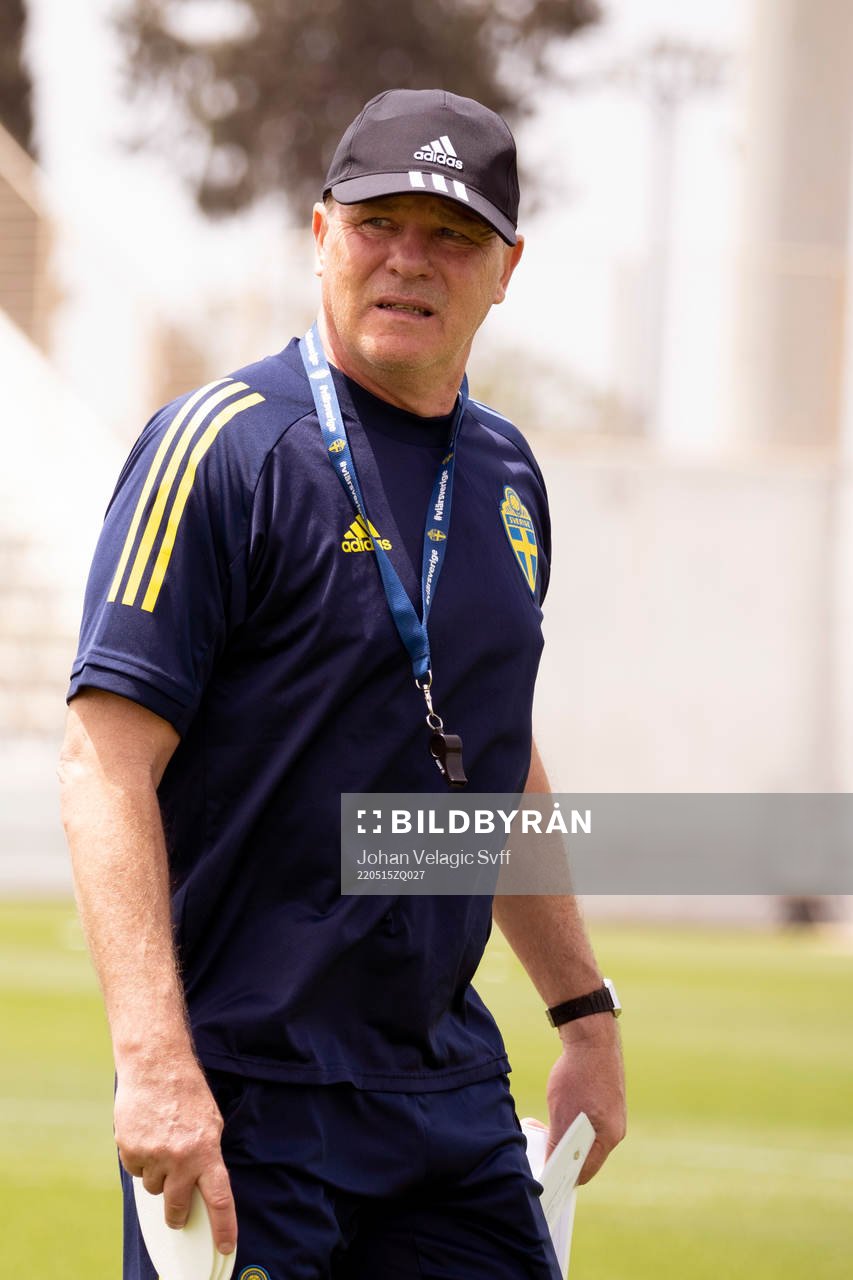 I denna handout-bild från Svenska Fotbollförbundet syns