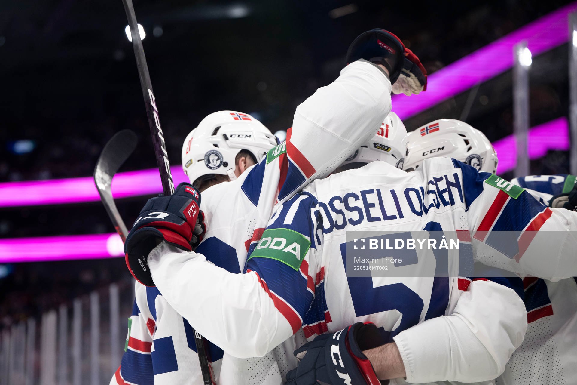 Mats Rosseli Olsen of Norway celebrate with temmates