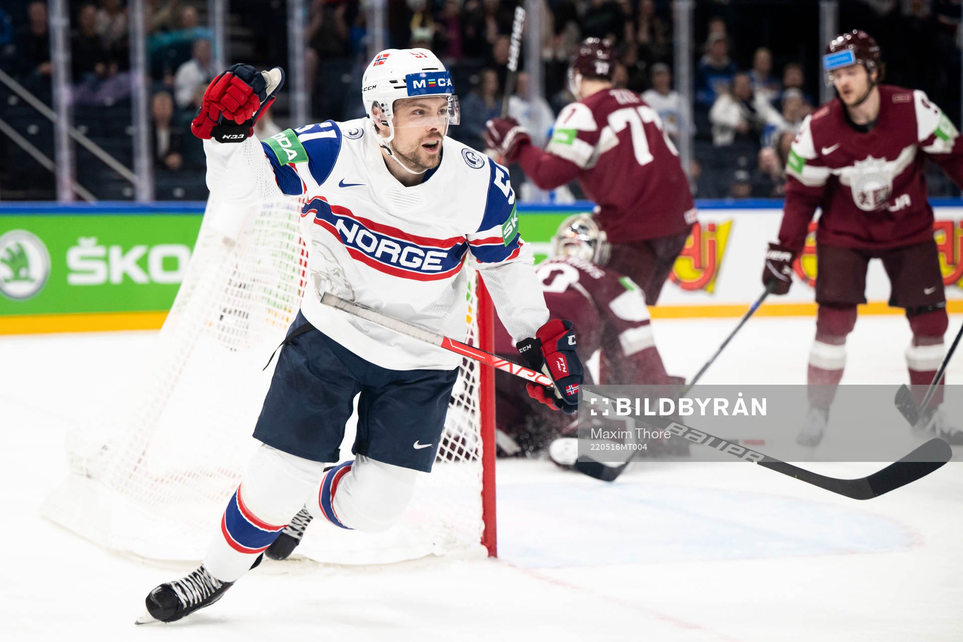 Mats Rosseli Olsen of Norway celebrates