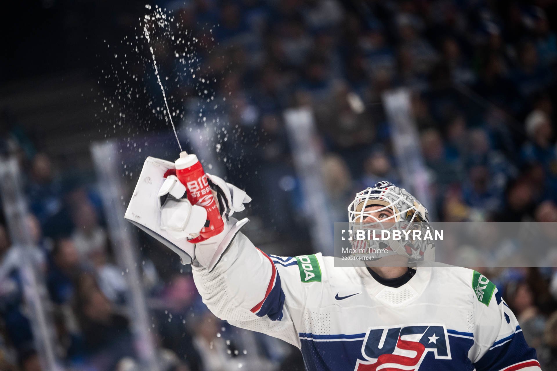 Goaltender Strauss Mann of USA