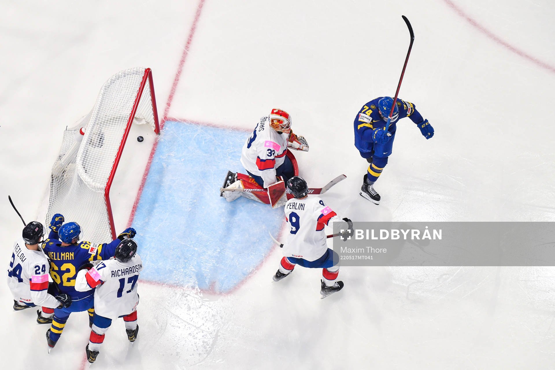 Rasmus Asplund of Sweden celebrates the 1-0 goal behind