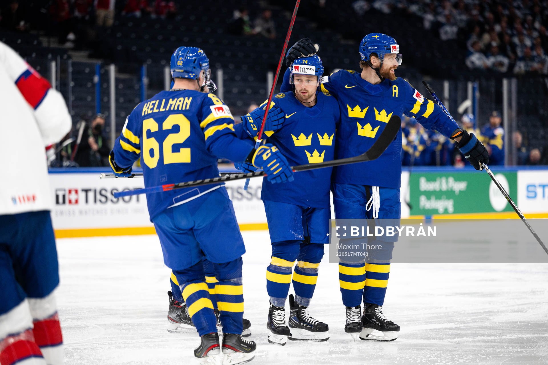 Joel Kellman, Rasmus Asplund and Adam Larsson of Sweden