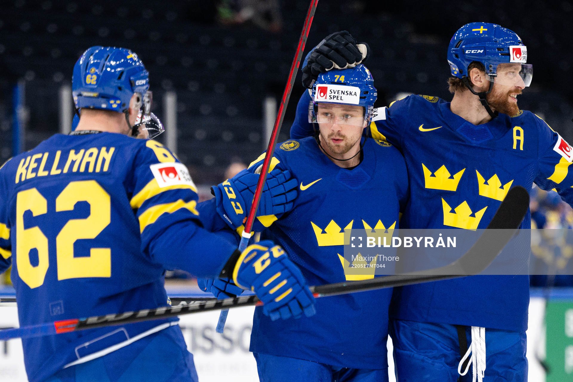 Joel Kellman, Rasmus Asplund and Adam Larsson of Sweden