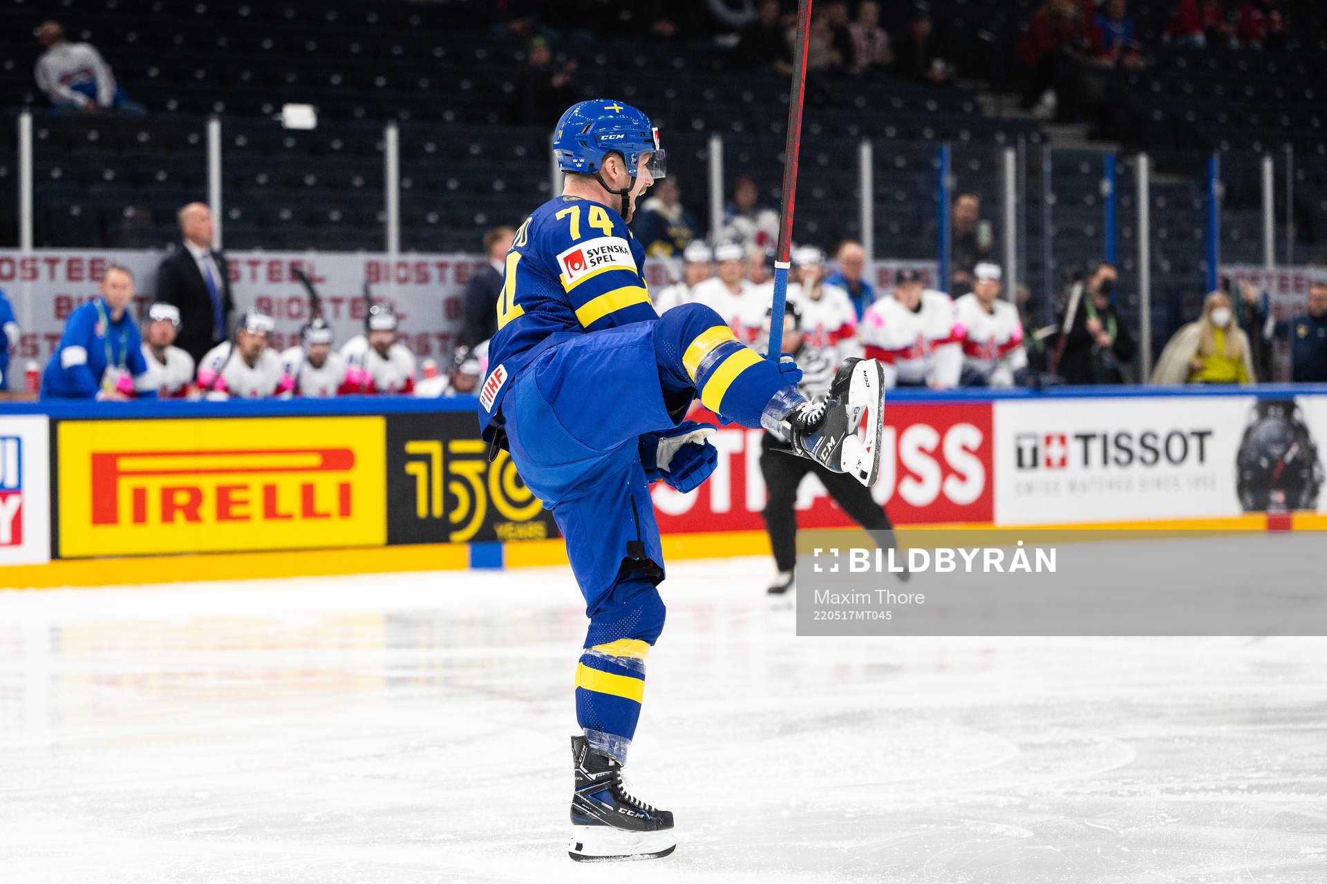Rasmus Asplund of Sweden celebrates the 1-0 goal