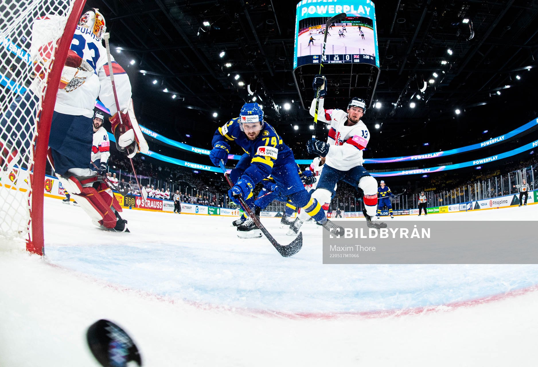 Rasmus Asplund of Sweden scores the 5-0 goal behind