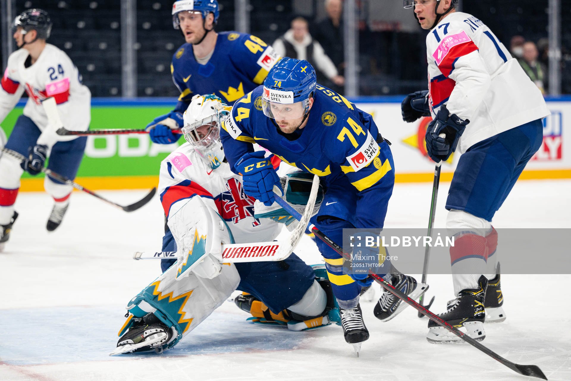 Goaltender Jackson Whistle of Great Britain and Rasmus