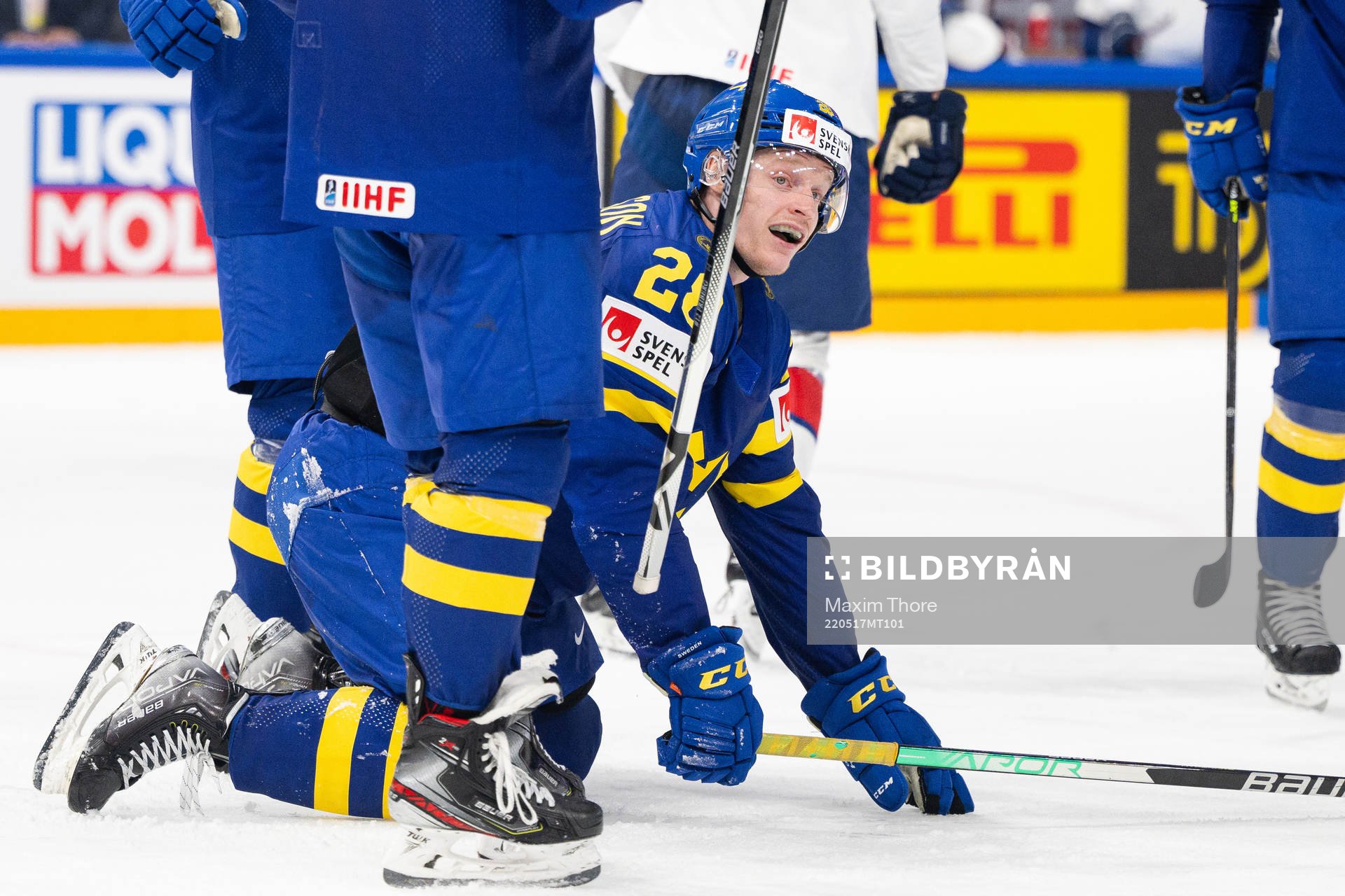 Anton Bengtsson of Sweden celebrates the 6-0 goal