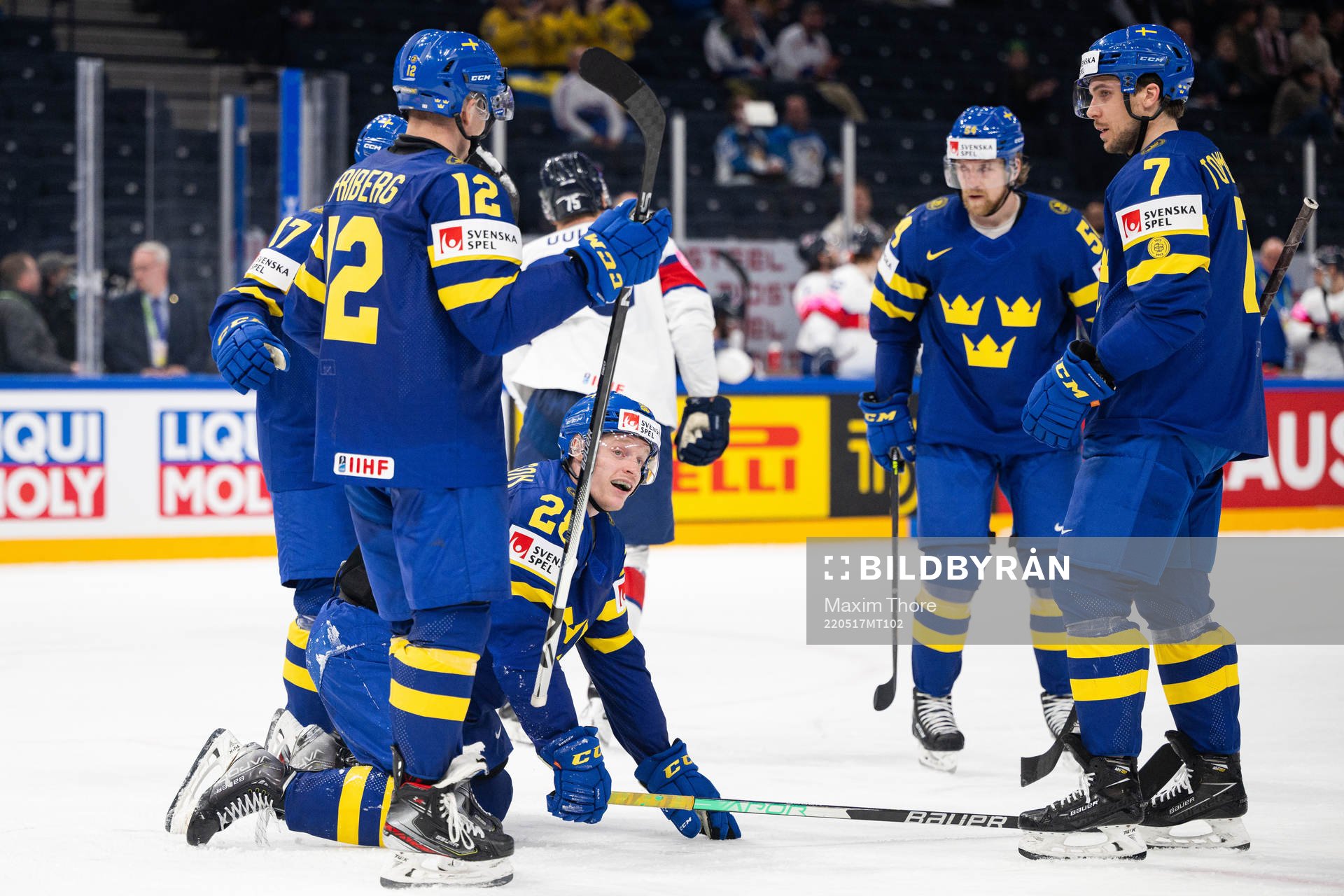 Anton Bengtsson of Sweden celebrates the 6-0 goal