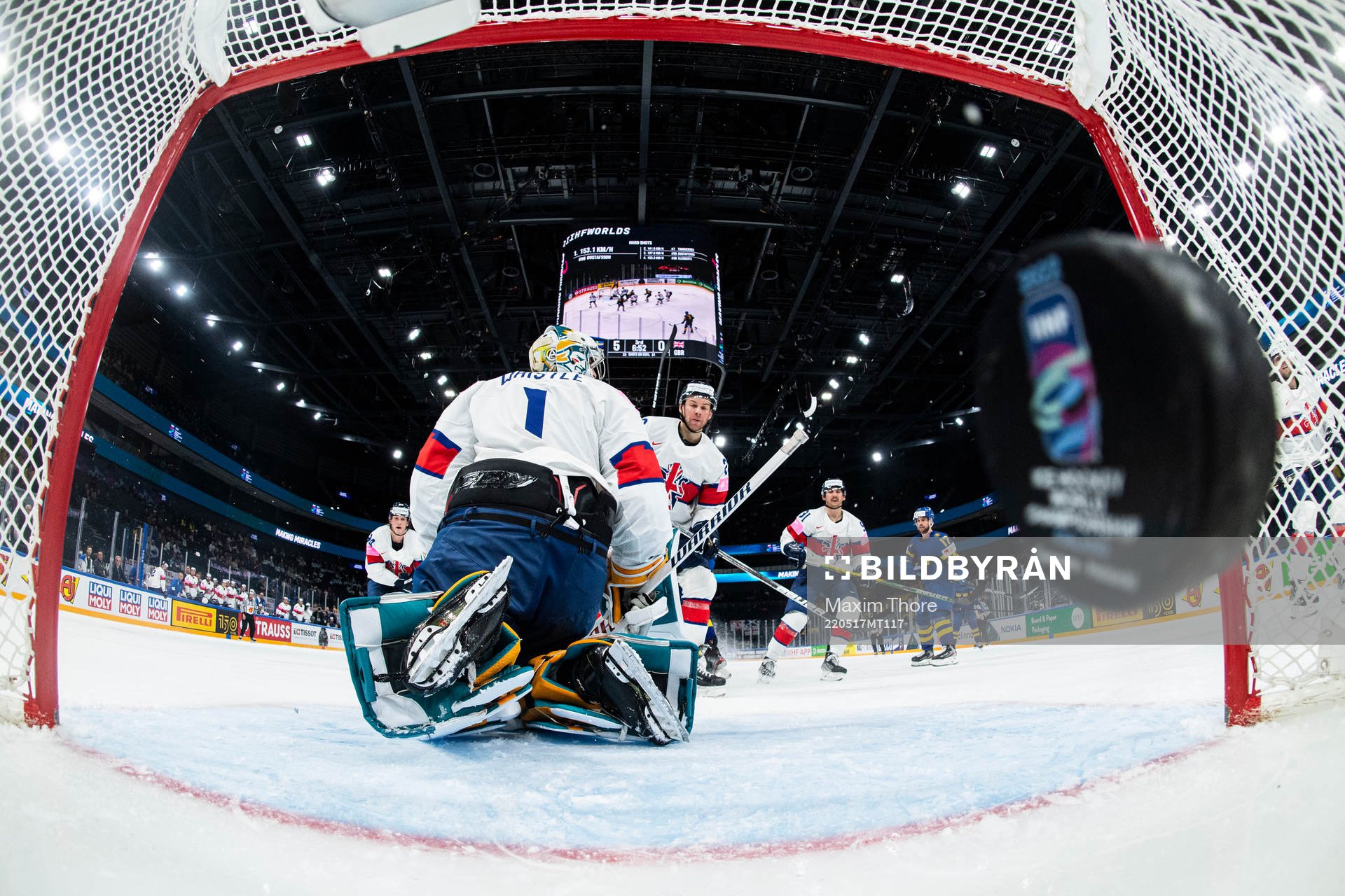 Anton Bengtsson of Sweden (not pictured) scores the 6-0