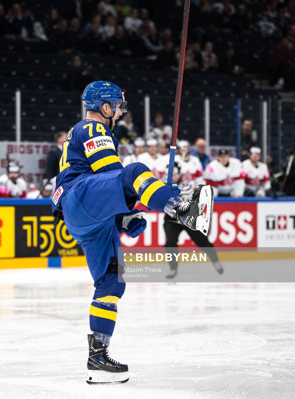 Rasmus Asplund of Sweden celebrates the 1-0 goal