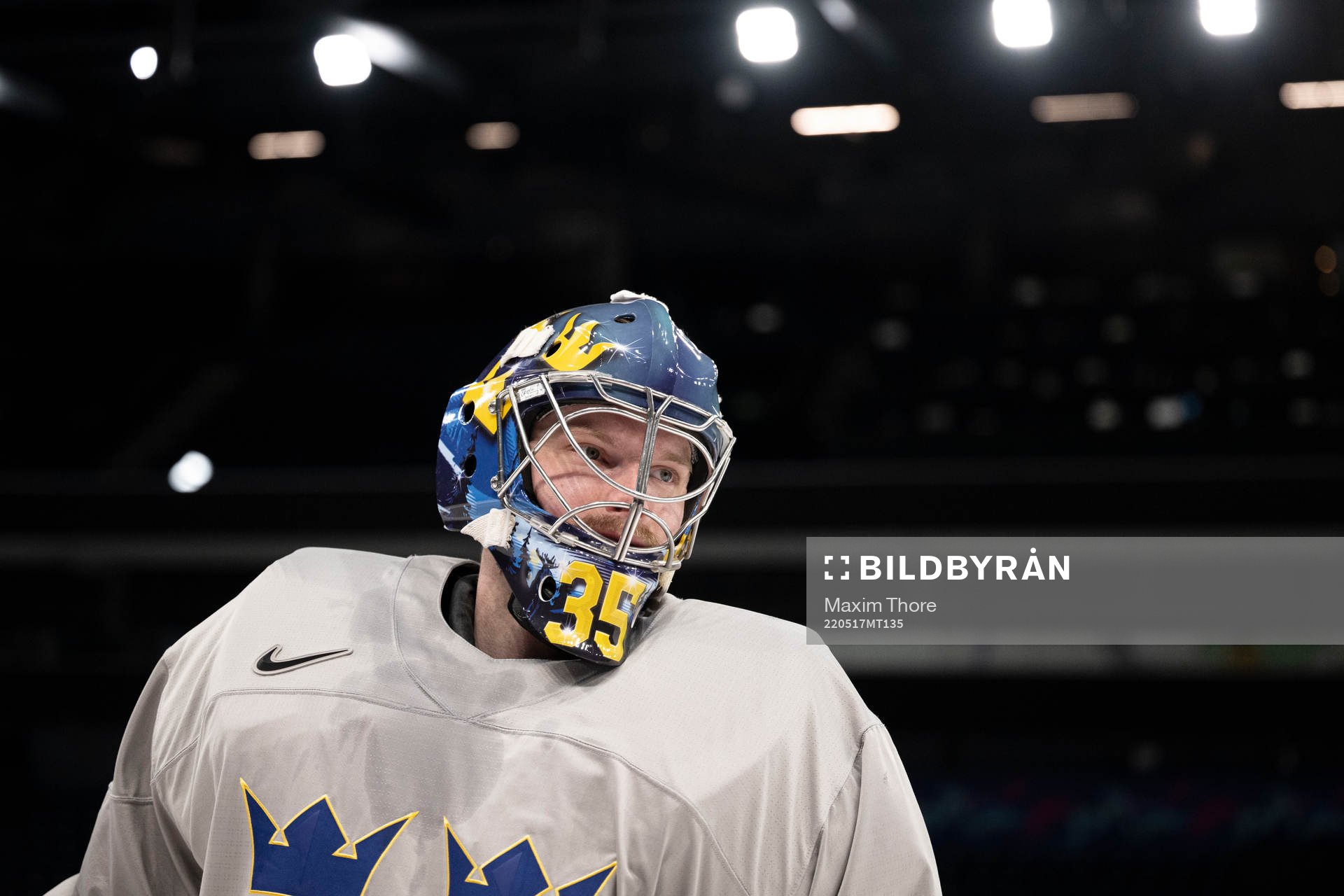 Goaltender Oscar Dansk of Sweden