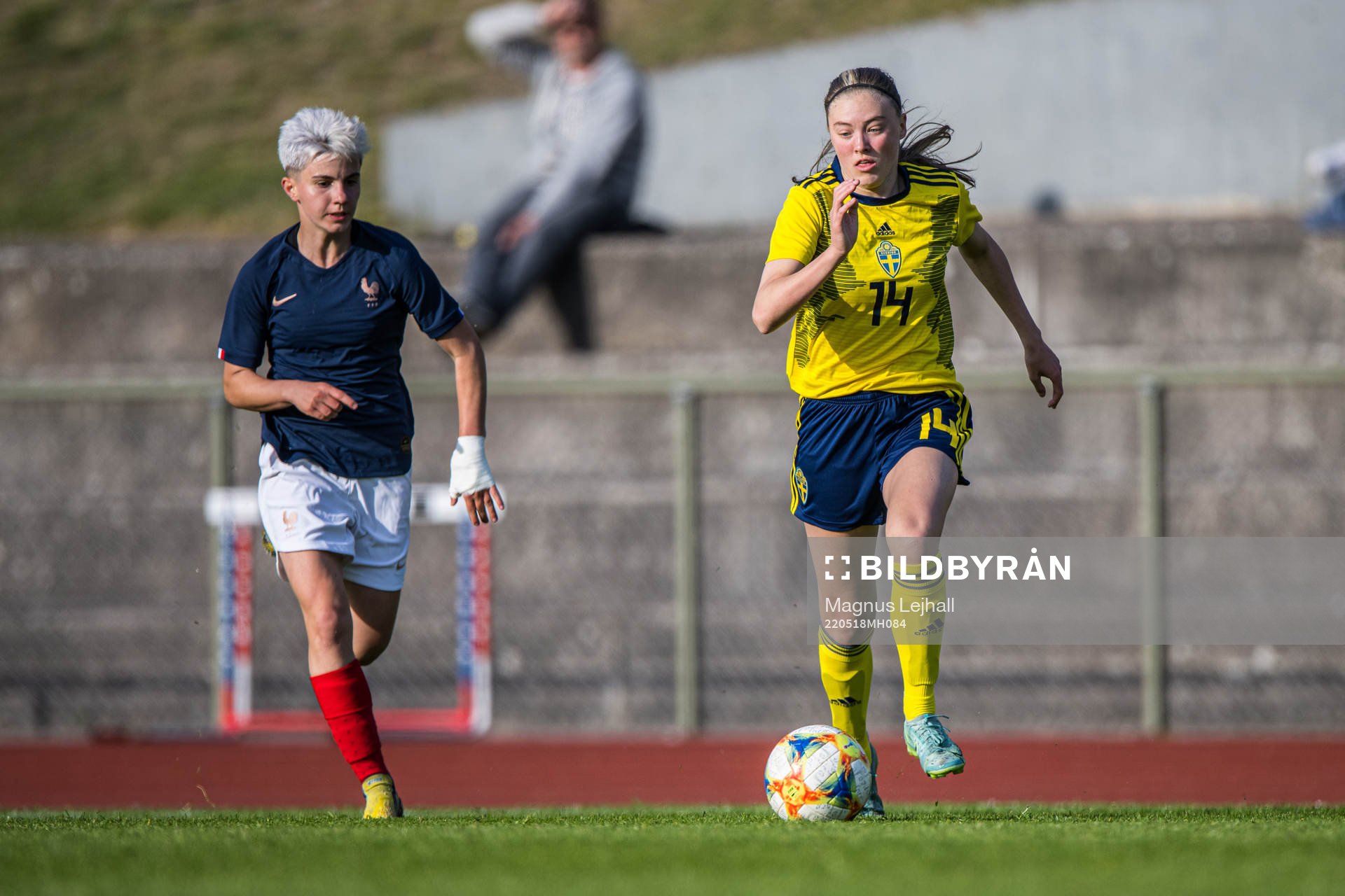 Sveriges Ida Björnberg  under F16 landskampen i fotboll mellan Sverige och Frankrike den 18 maj 2022 i Västra Mark. 