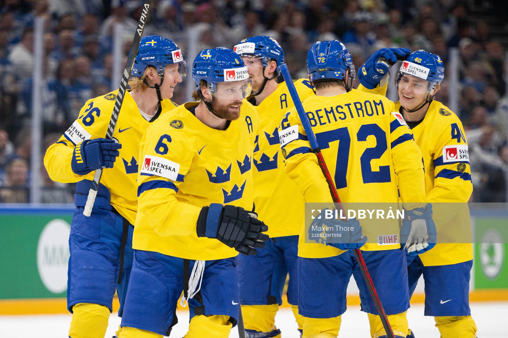 Adam Larsson of Sweden celebrates the 0-1 goal