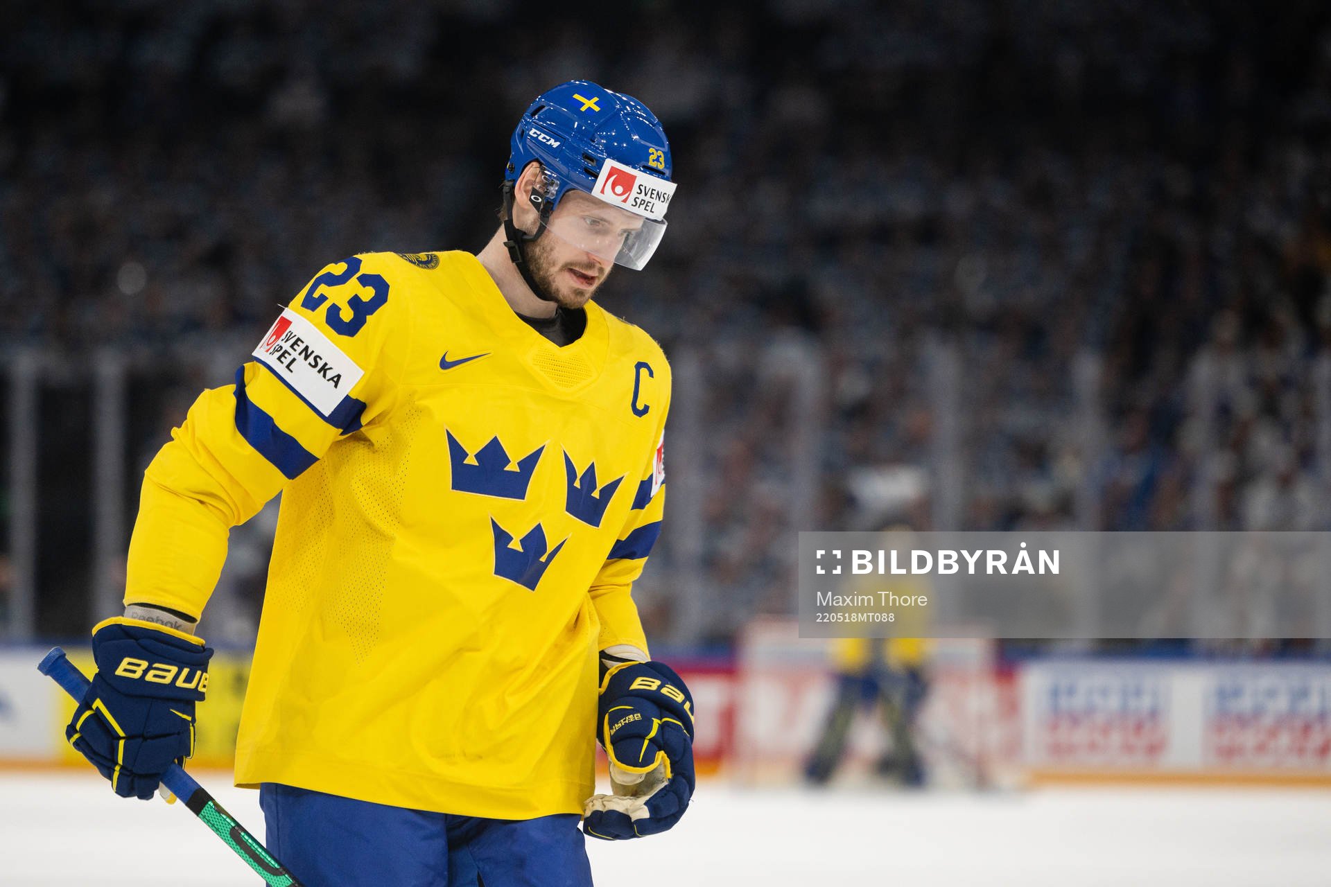 Oliver Ekman Larsson of Sweden looks dejected