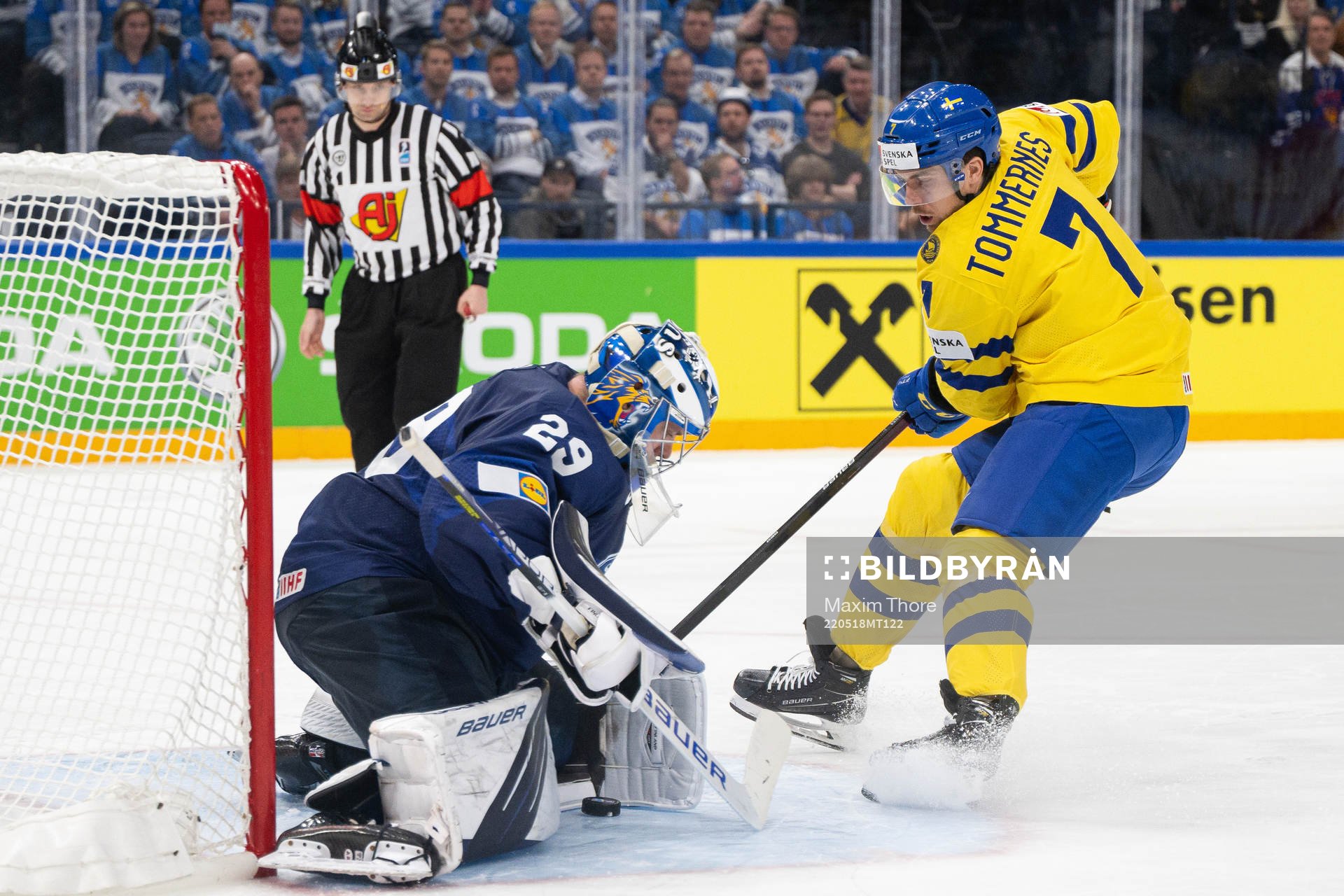 Goaltender Harri Säteri of Finland and Henrik Tömmernes