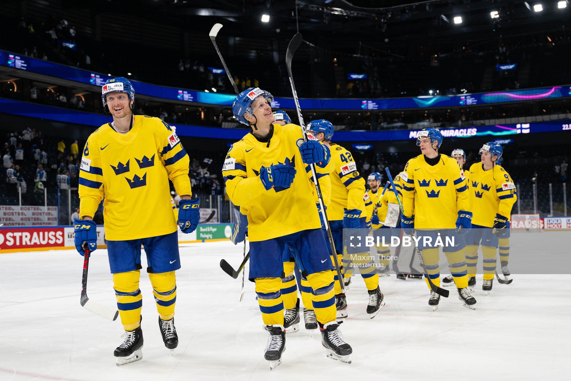 Carl Klingberg and Max Friberg of Sweden celebrate