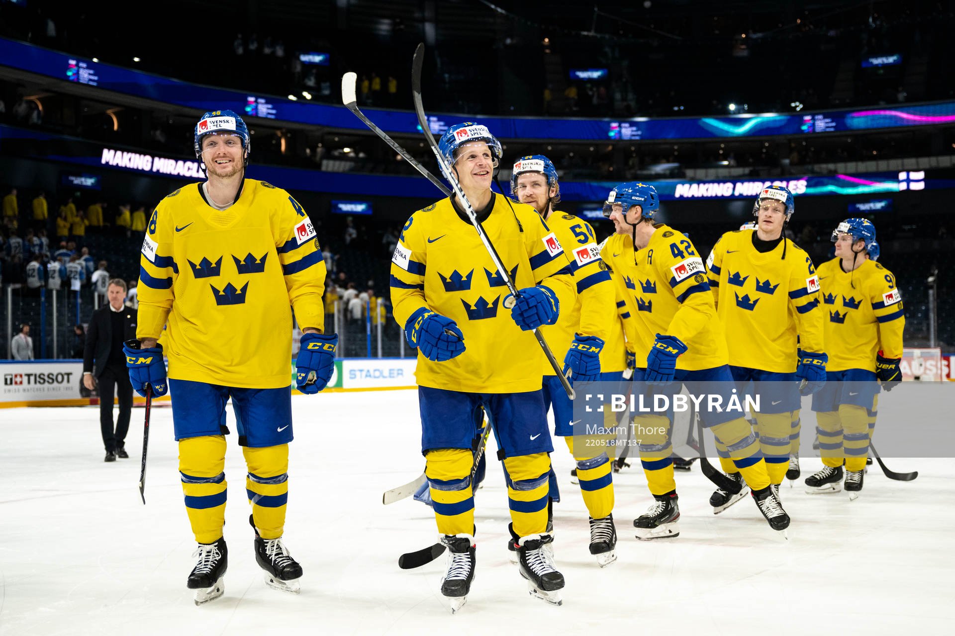 Max Friberg of Sweden celebrate with teammates