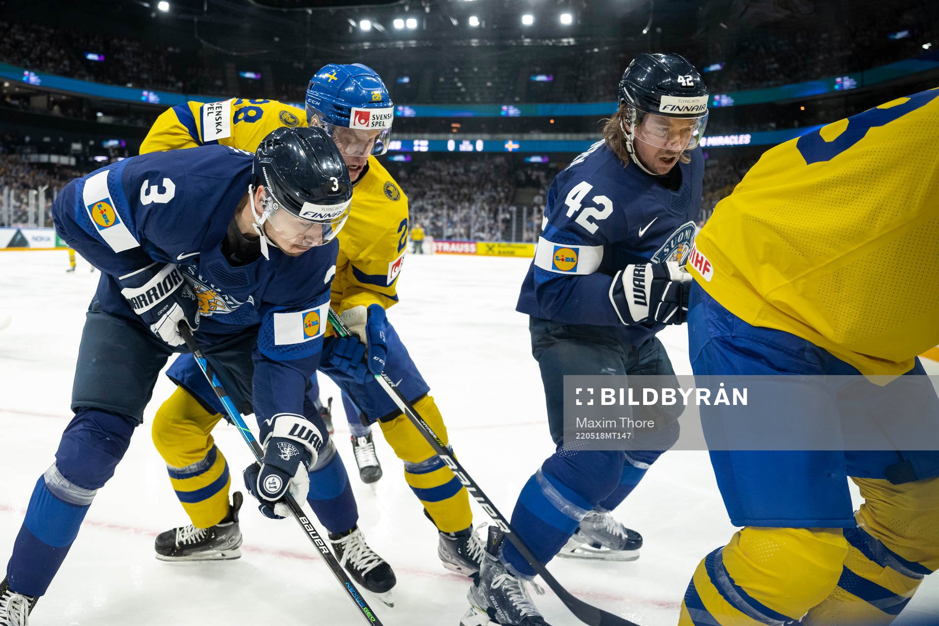 Niklas Friman and Sami Vatanen of Finland against Anton