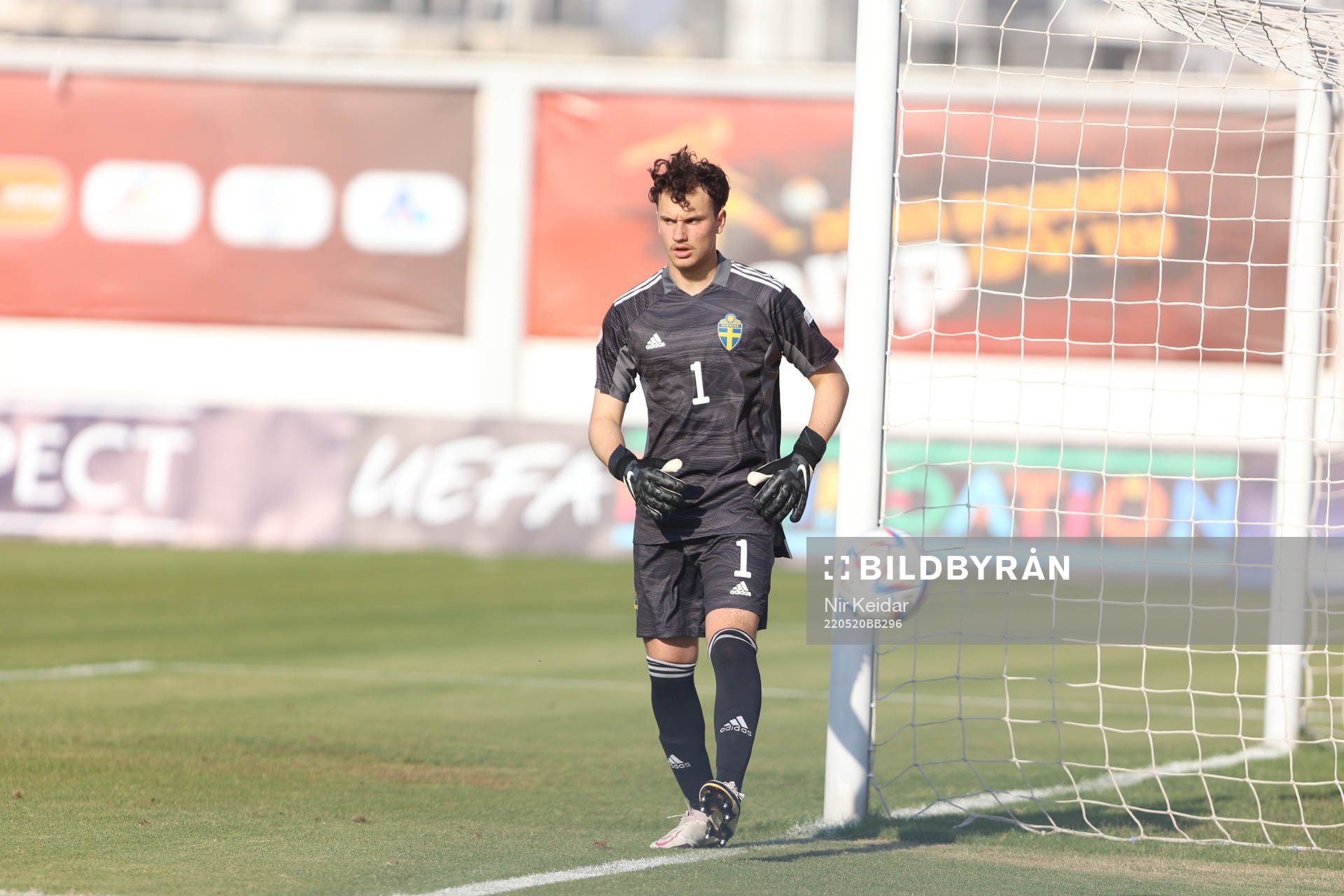 Goalkeeper Elis Bishesari of Sweden