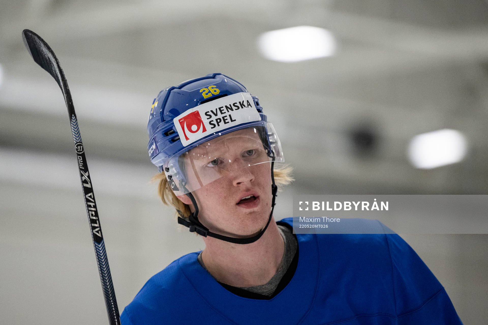 Rasmus Dahlin at a practice session with Sweden