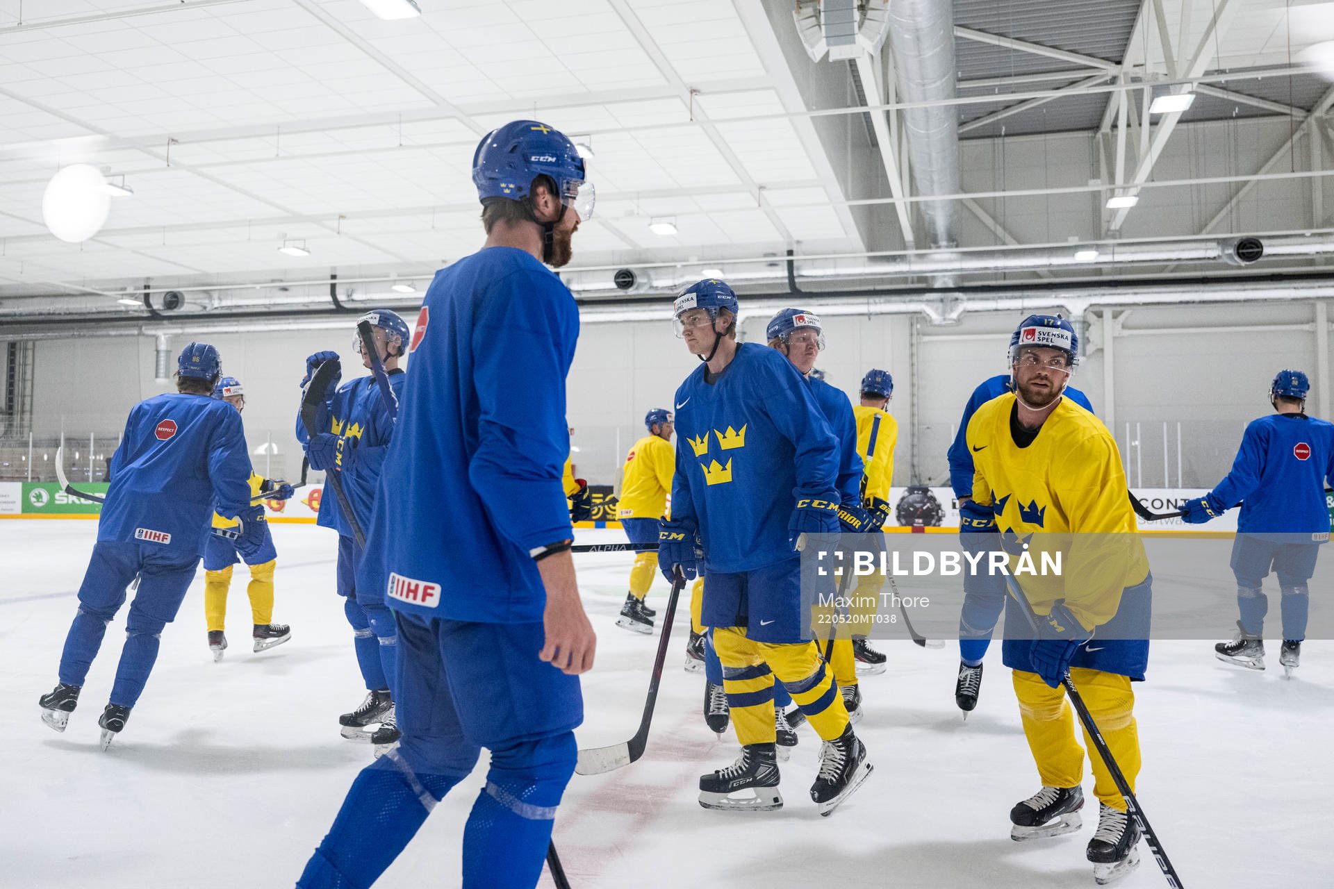 The players at a practice session with Sweden
