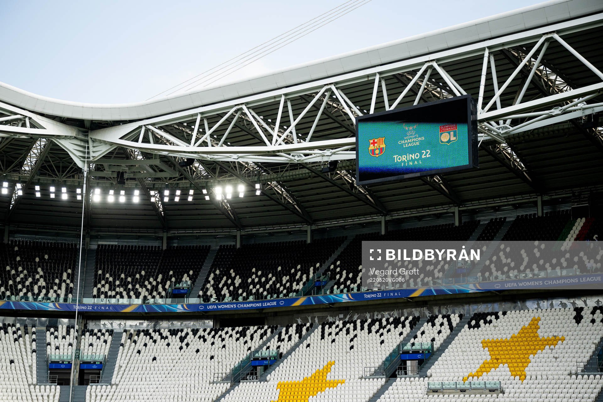 General view of Juventus Stadium ahead of the UEFA Women's Champions League final between Barcelona and Lyon on May 20, 2022 in Turin.