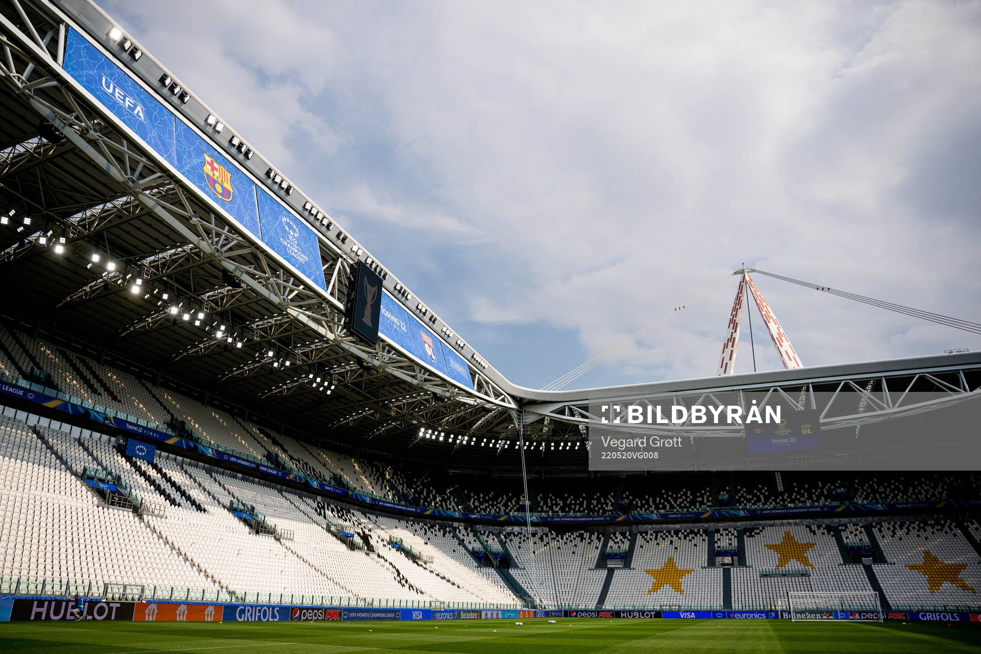 General view of Juventus Stadium ahead of the UEFA Women's Champions League final between Barcelona and Lyon on May 20, 2022 in Turin.